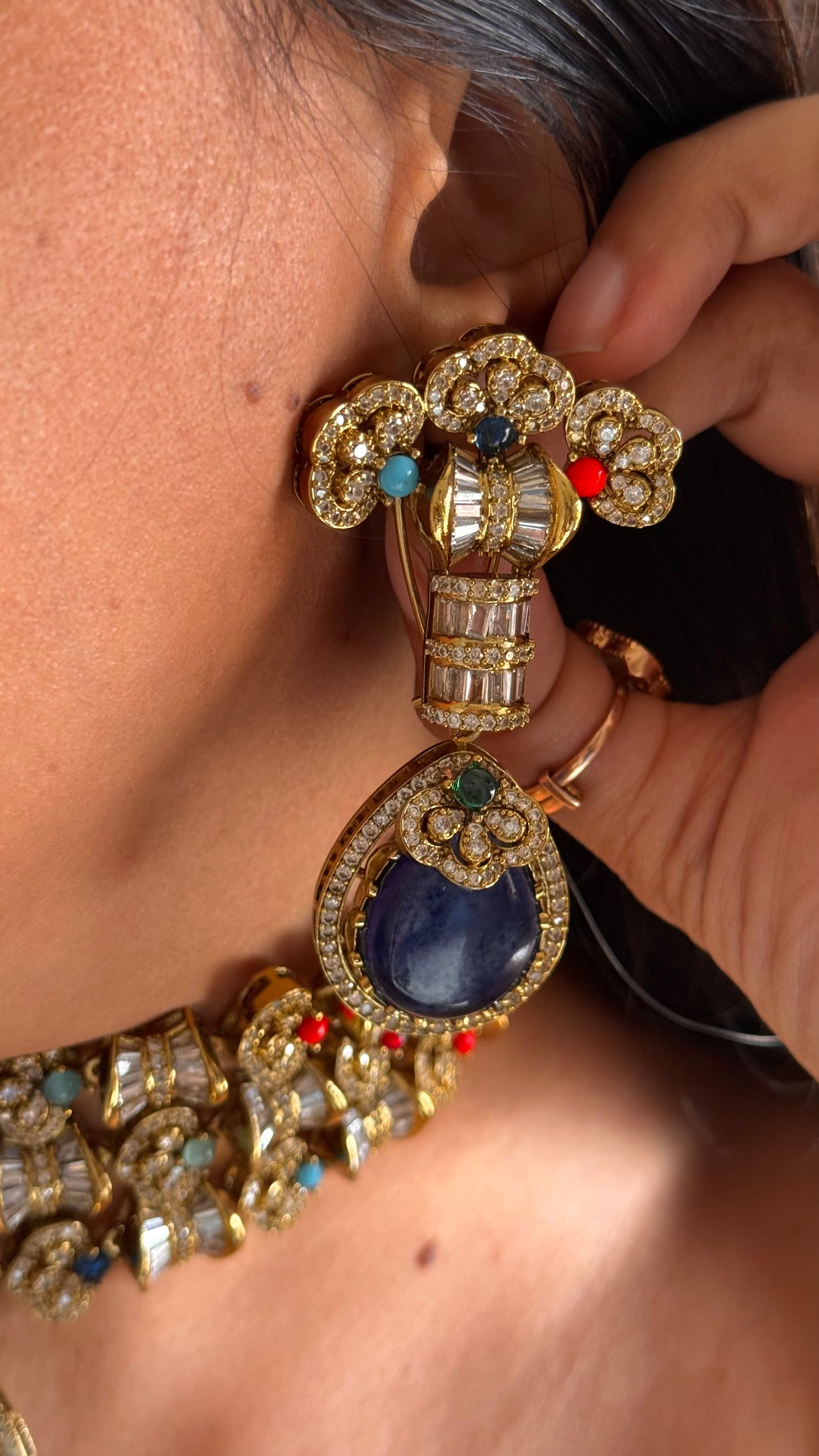 Sabyasachi inspired cocktail necklace (sapphire)