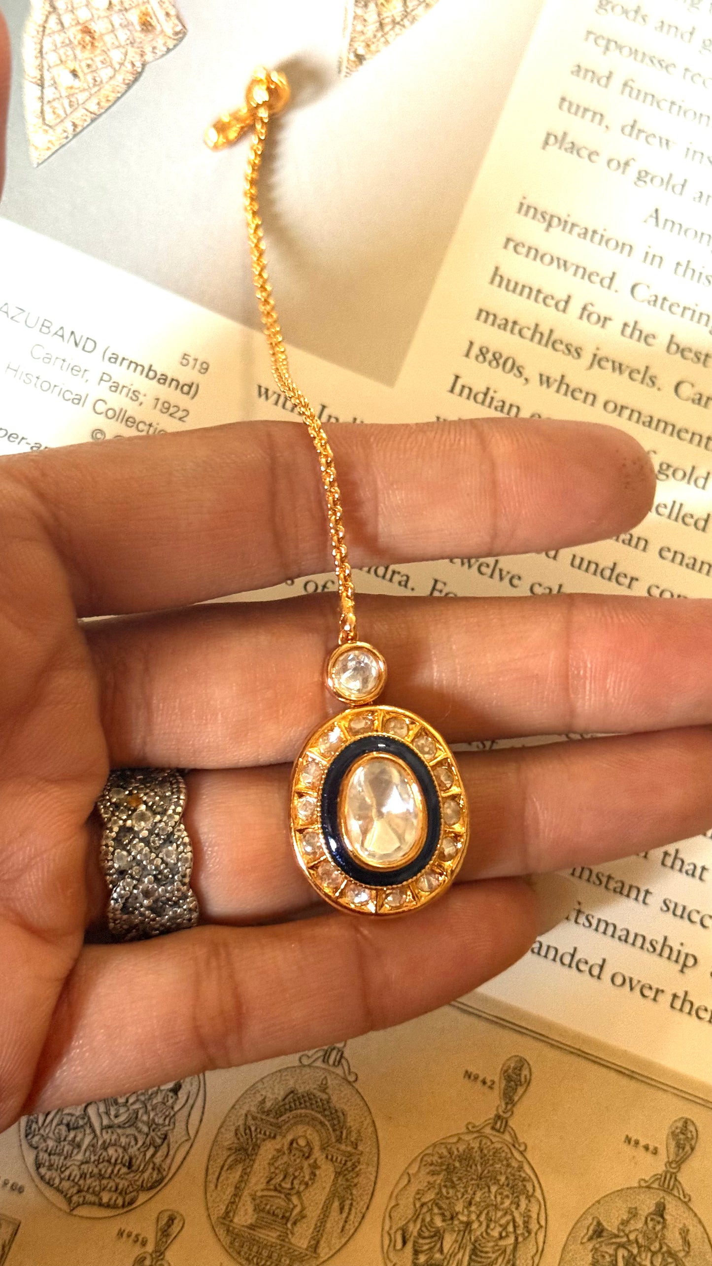 Sapphire meenakari polki maangtika