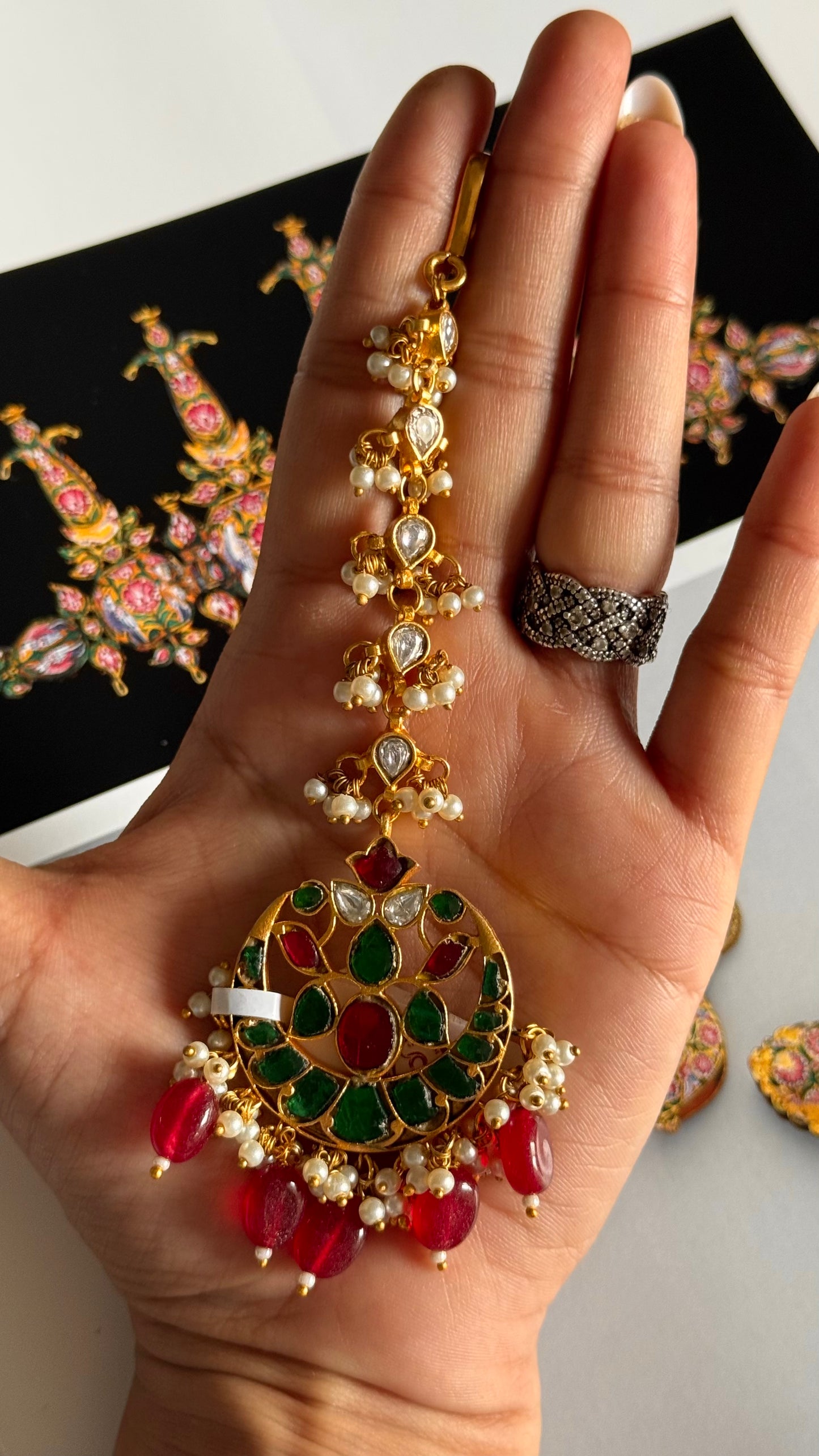 Paachi Emerald & ruby heritage maangtika