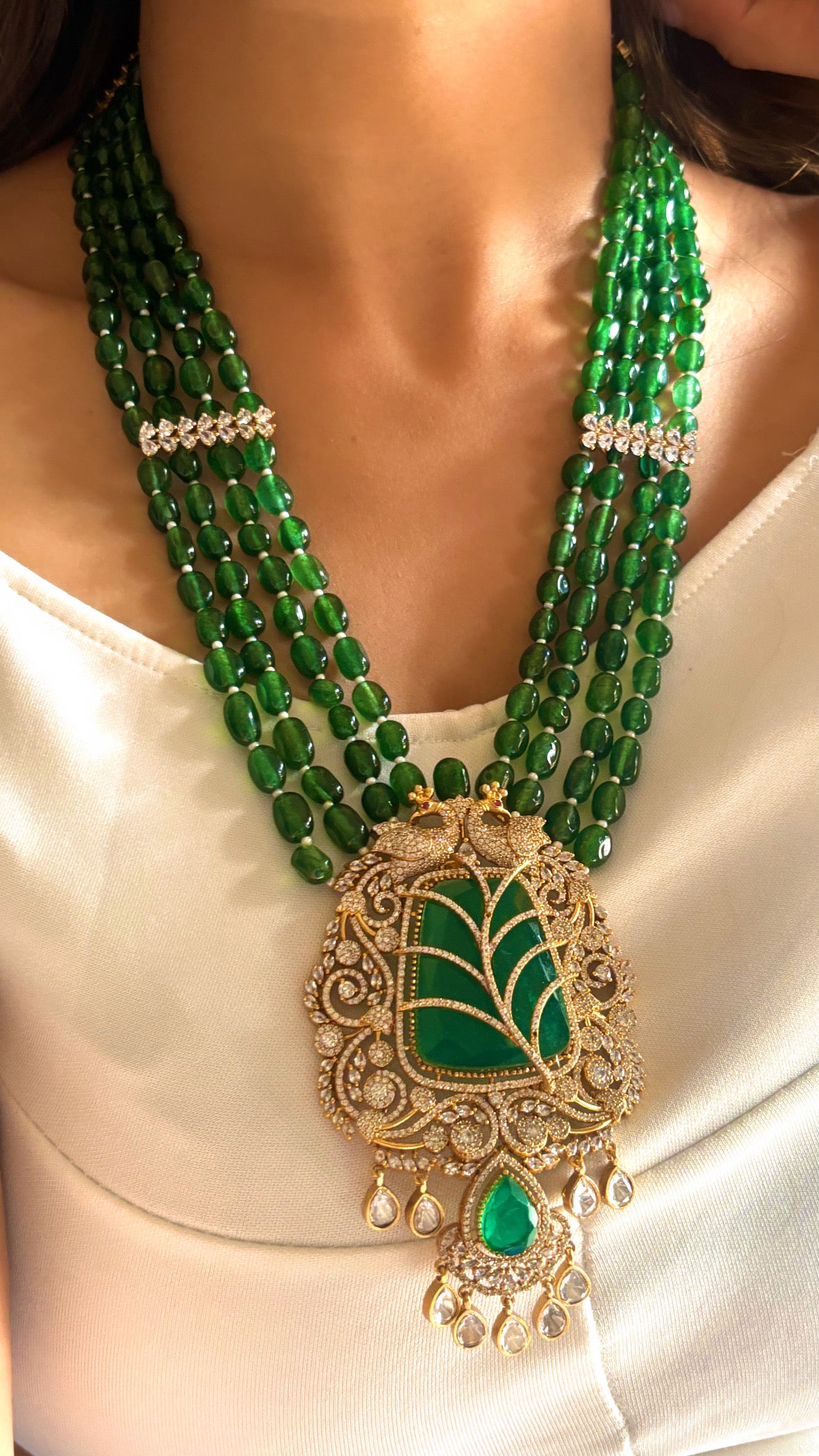 Emerald leaf designer rani haar set