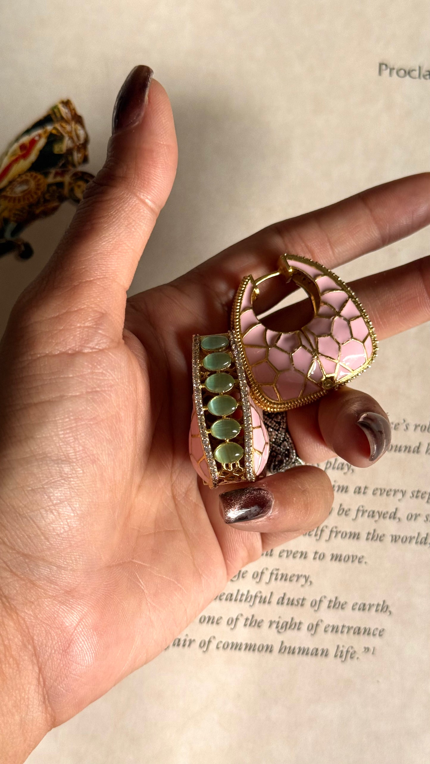 Rose quartz katdana with mint designer Baaliyan