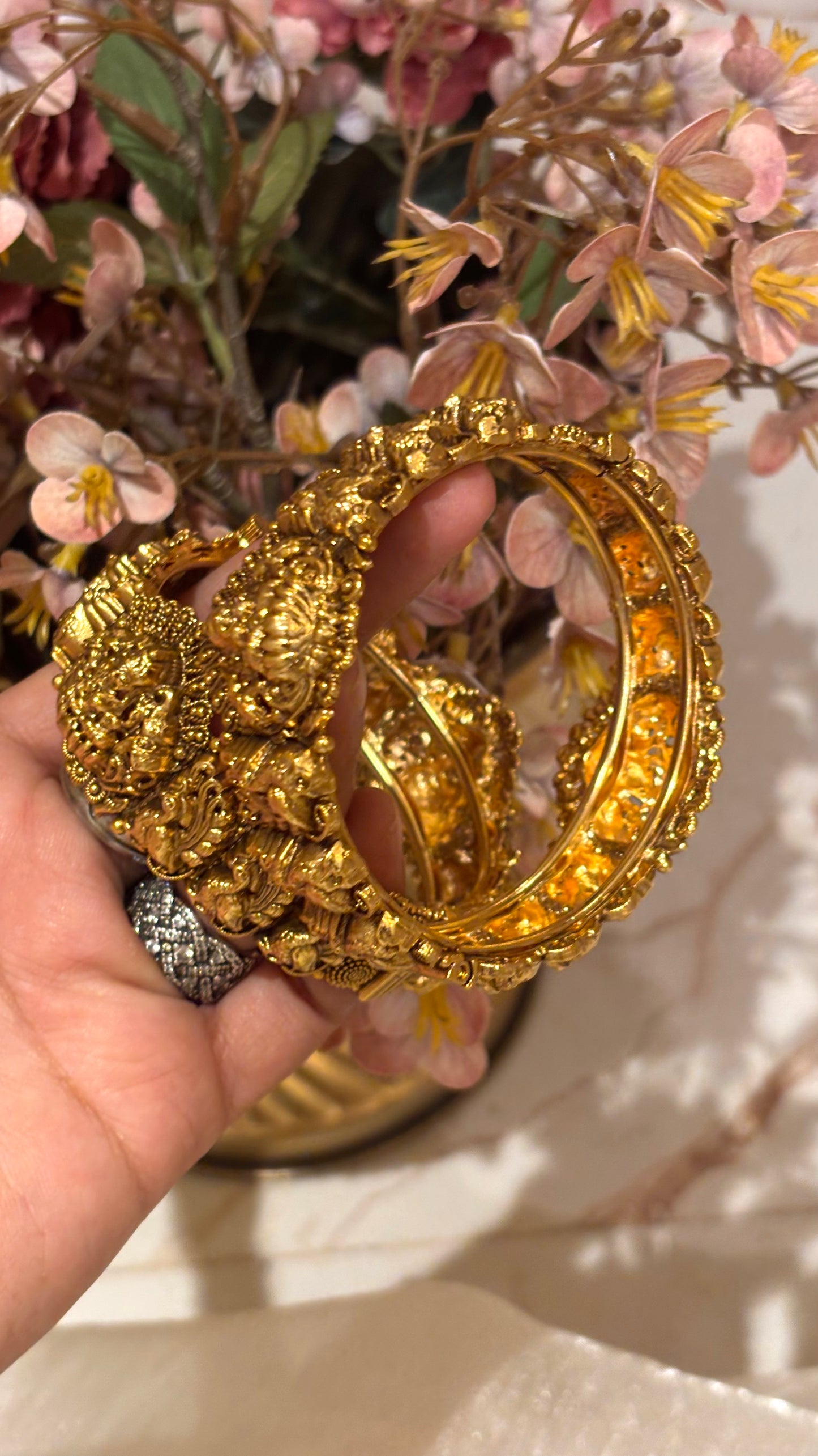 Goddess Lakshmi inspired temple bangles