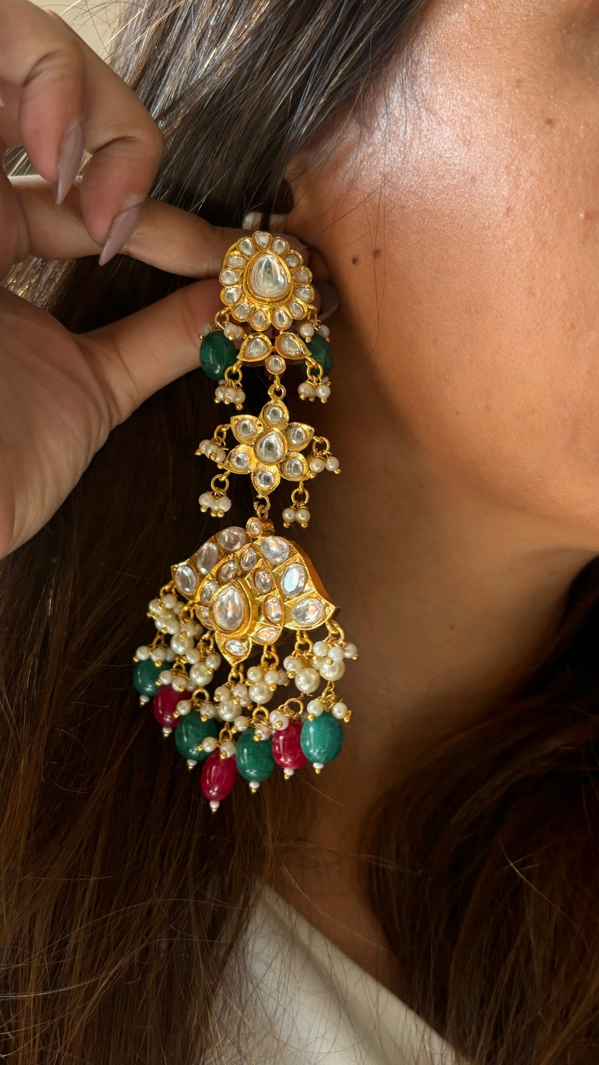 Ruby & emerald paachi tyaani style earrings