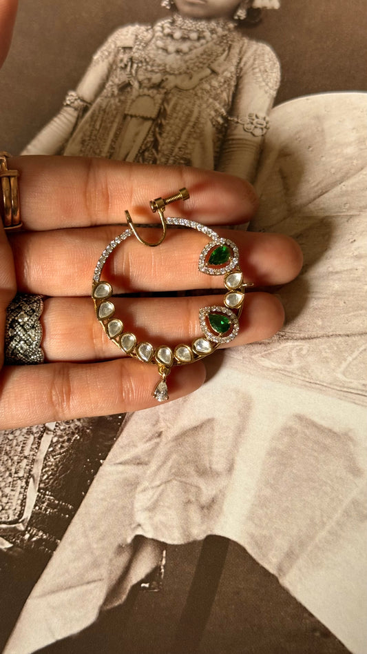 Emerald doublet & moissanite nath