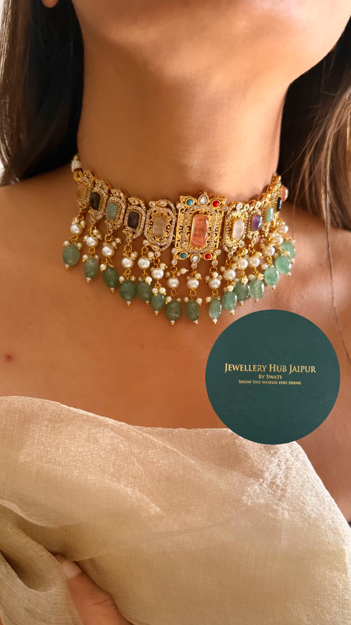Navratna doublet designer choker set