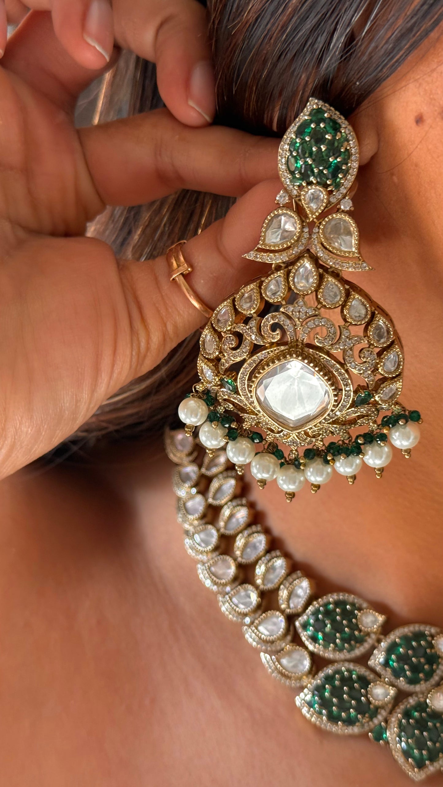 Emerald takkar designer victorian necklace