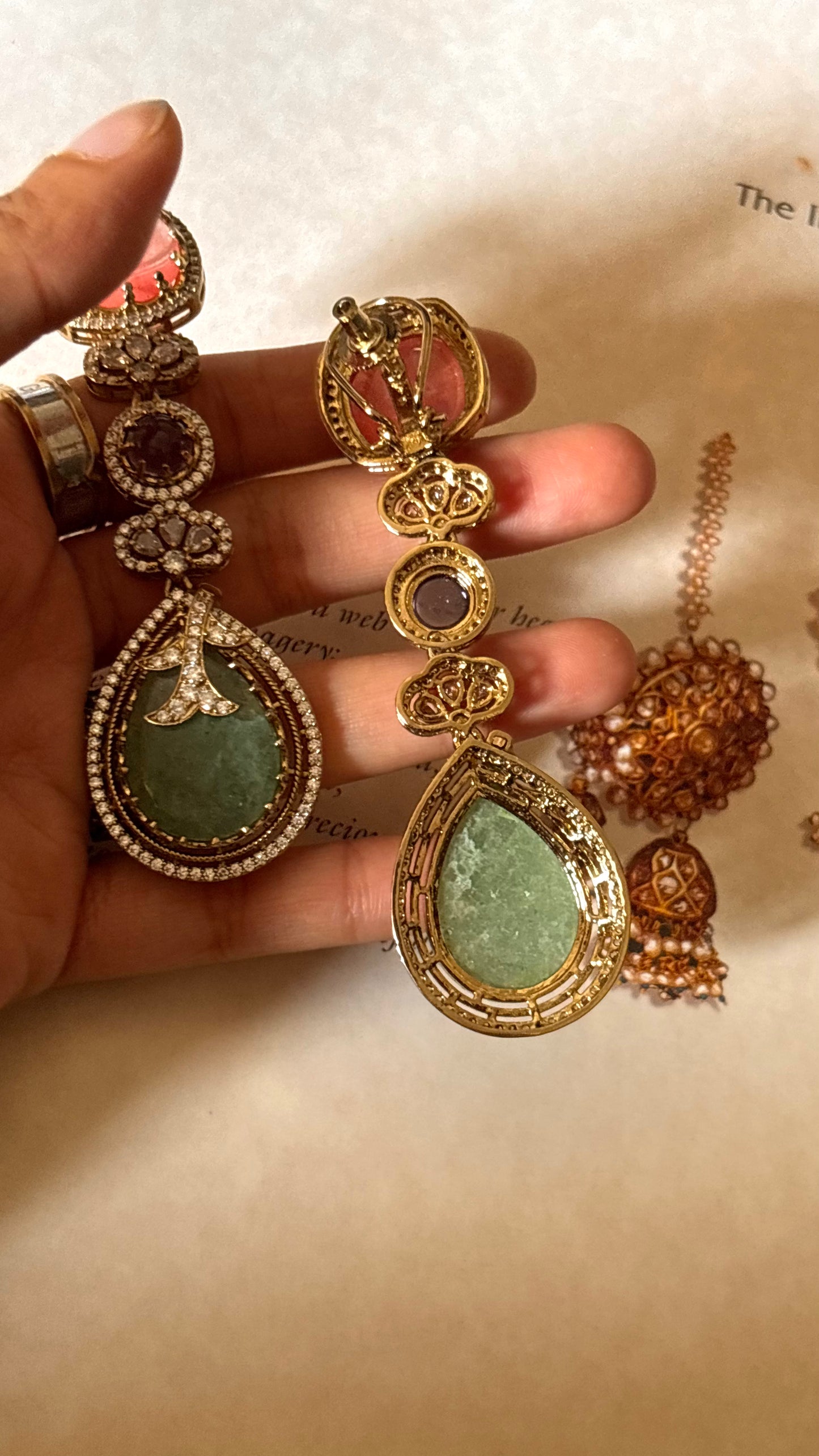 Sabya inspired mint with cz diamond Earrings