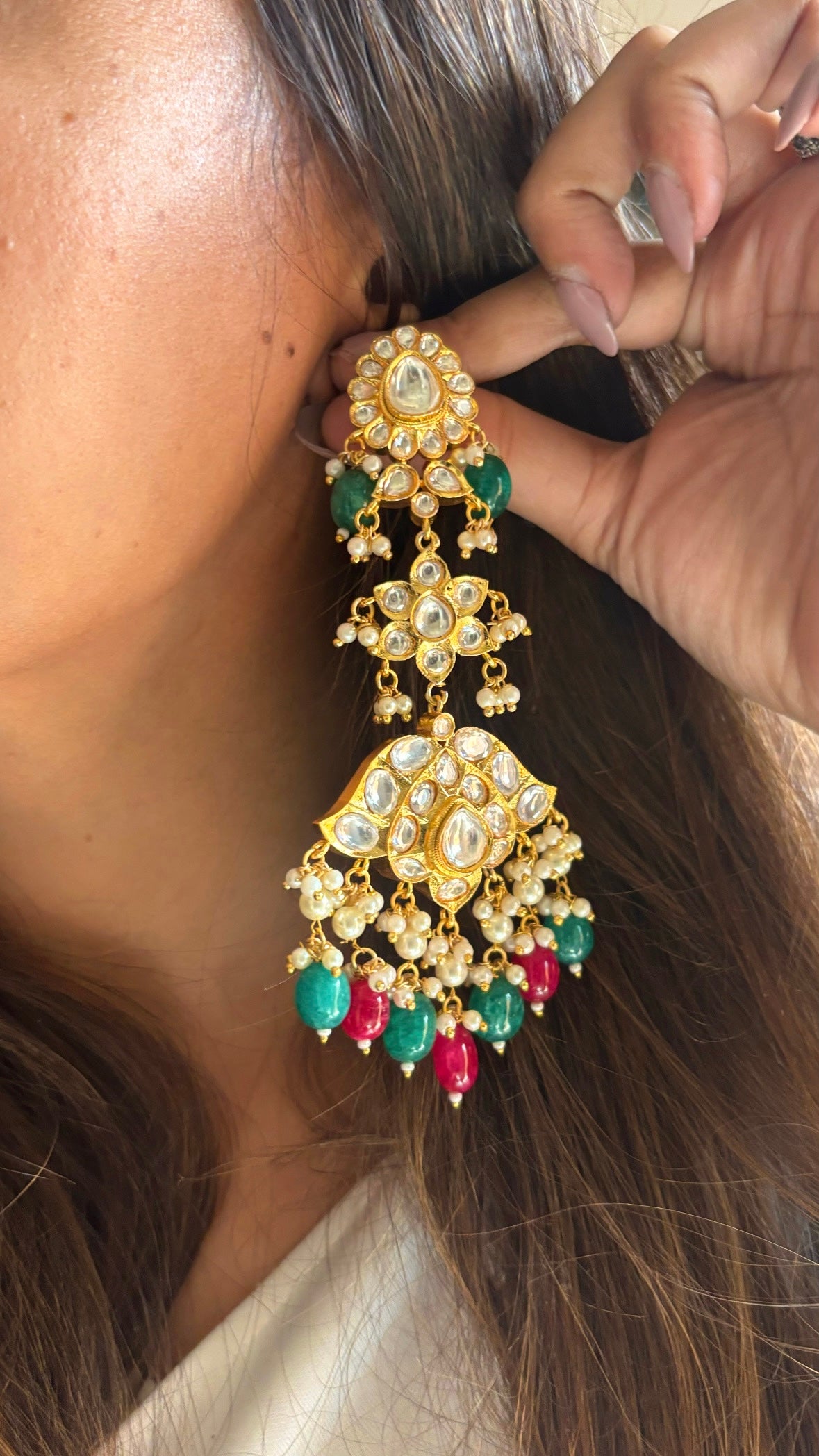 Ruby & emerald paachi tyaani style earrings
