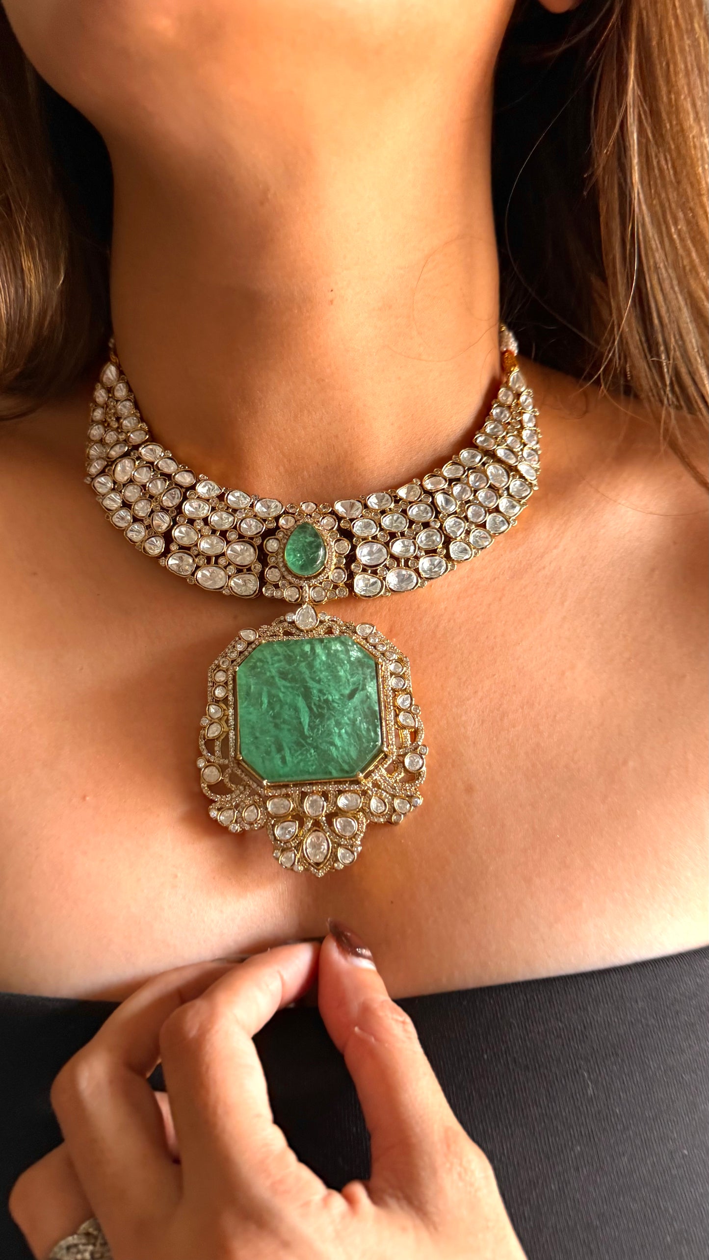 Mint doublet moissanite uncut polki set