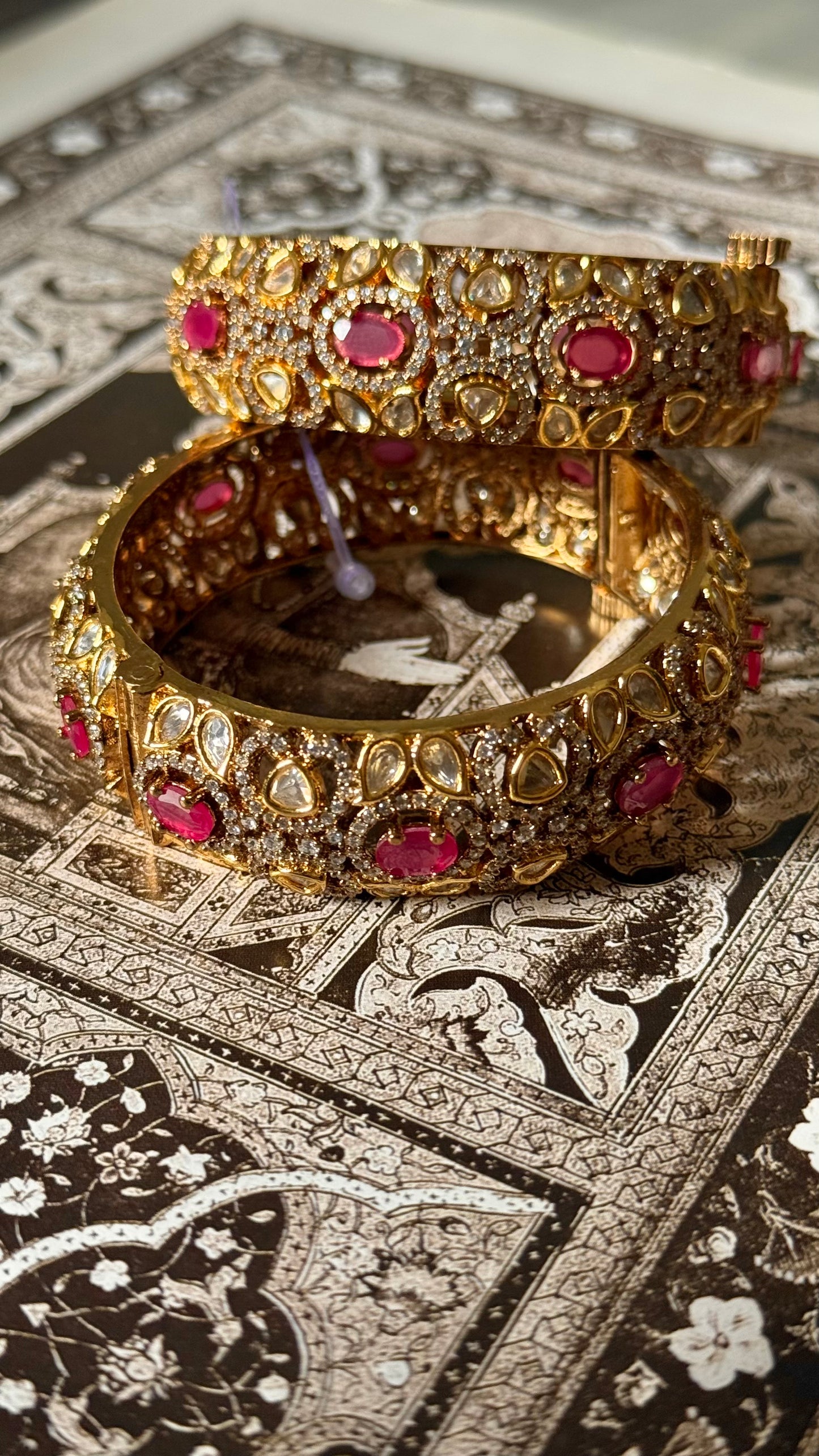 Rani pink doublet moissanite openable bangle