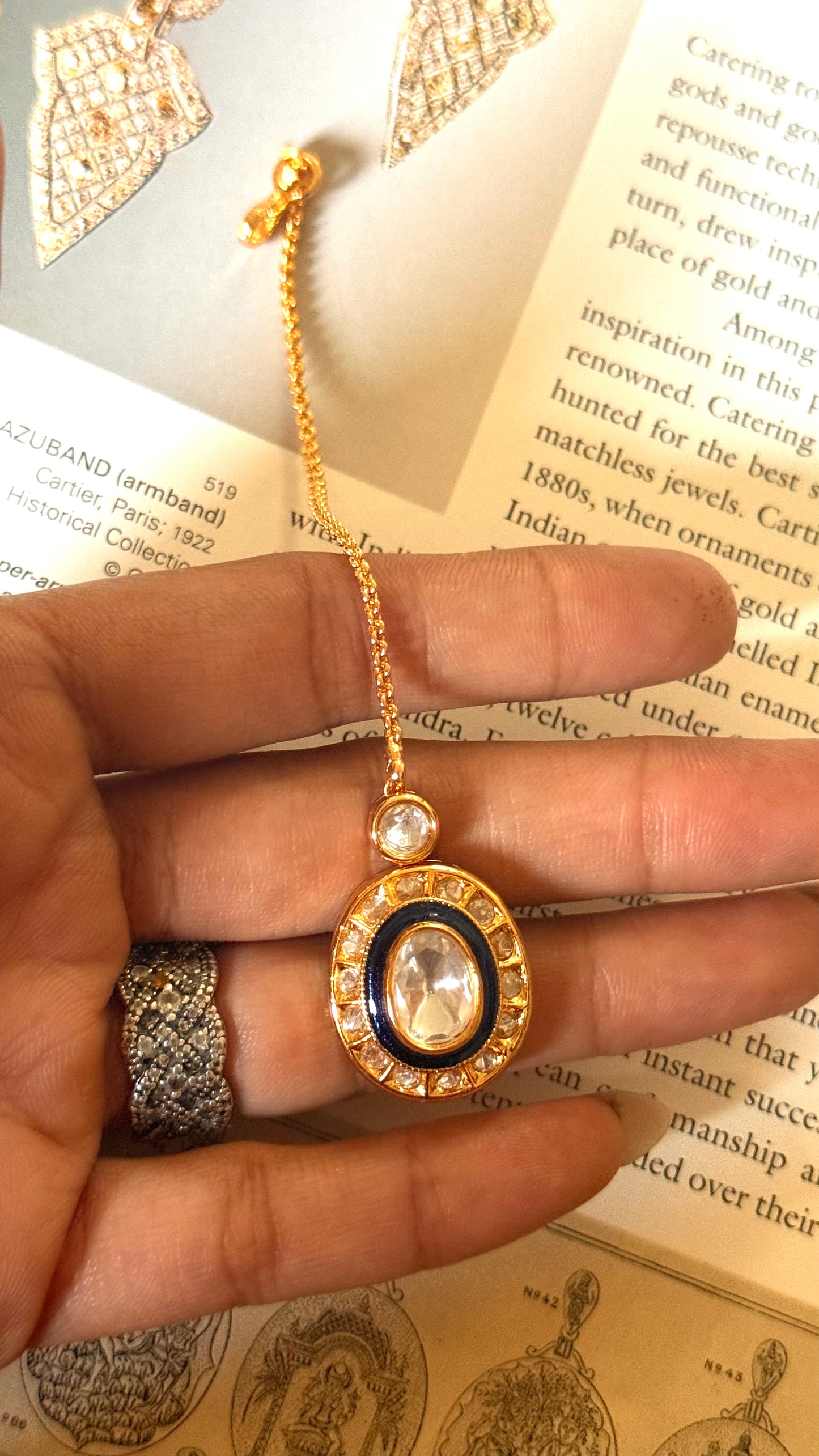 Sapphire meenakari polki maangtika
