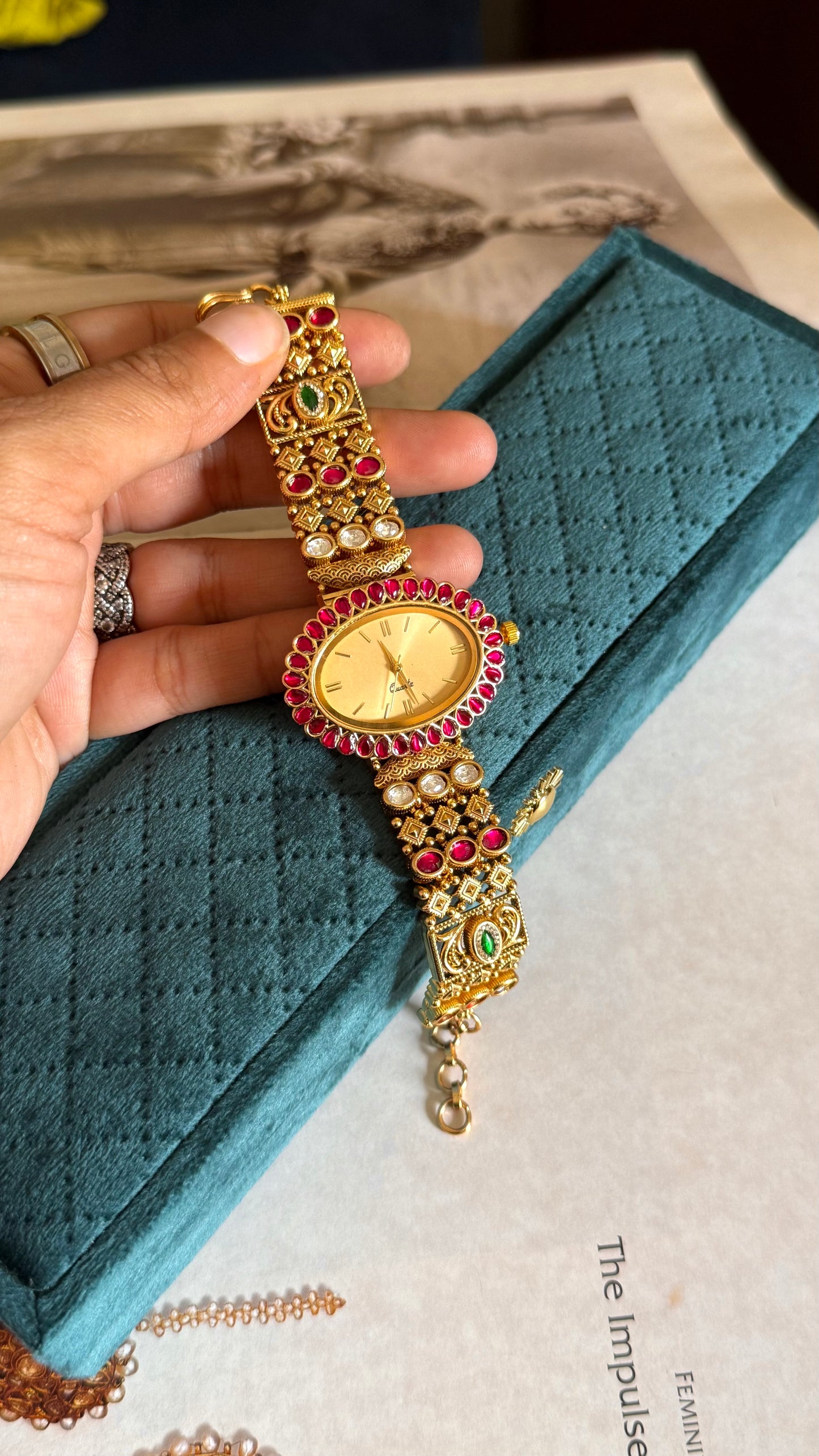 Ranisa inspired Rani pink ruby rose gold dial Watch