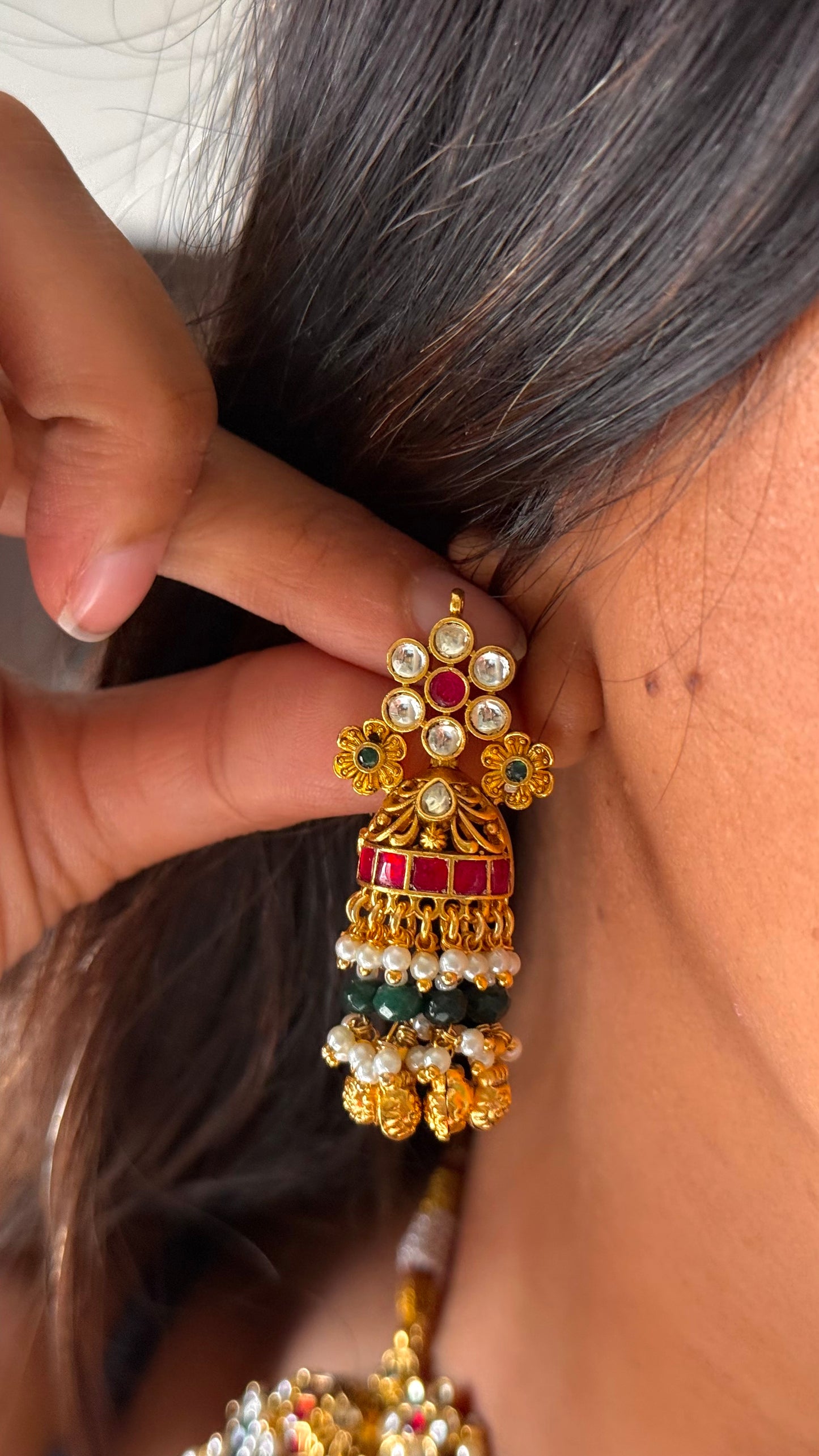 Heritage Rajwadi floral gold beads collar necklace