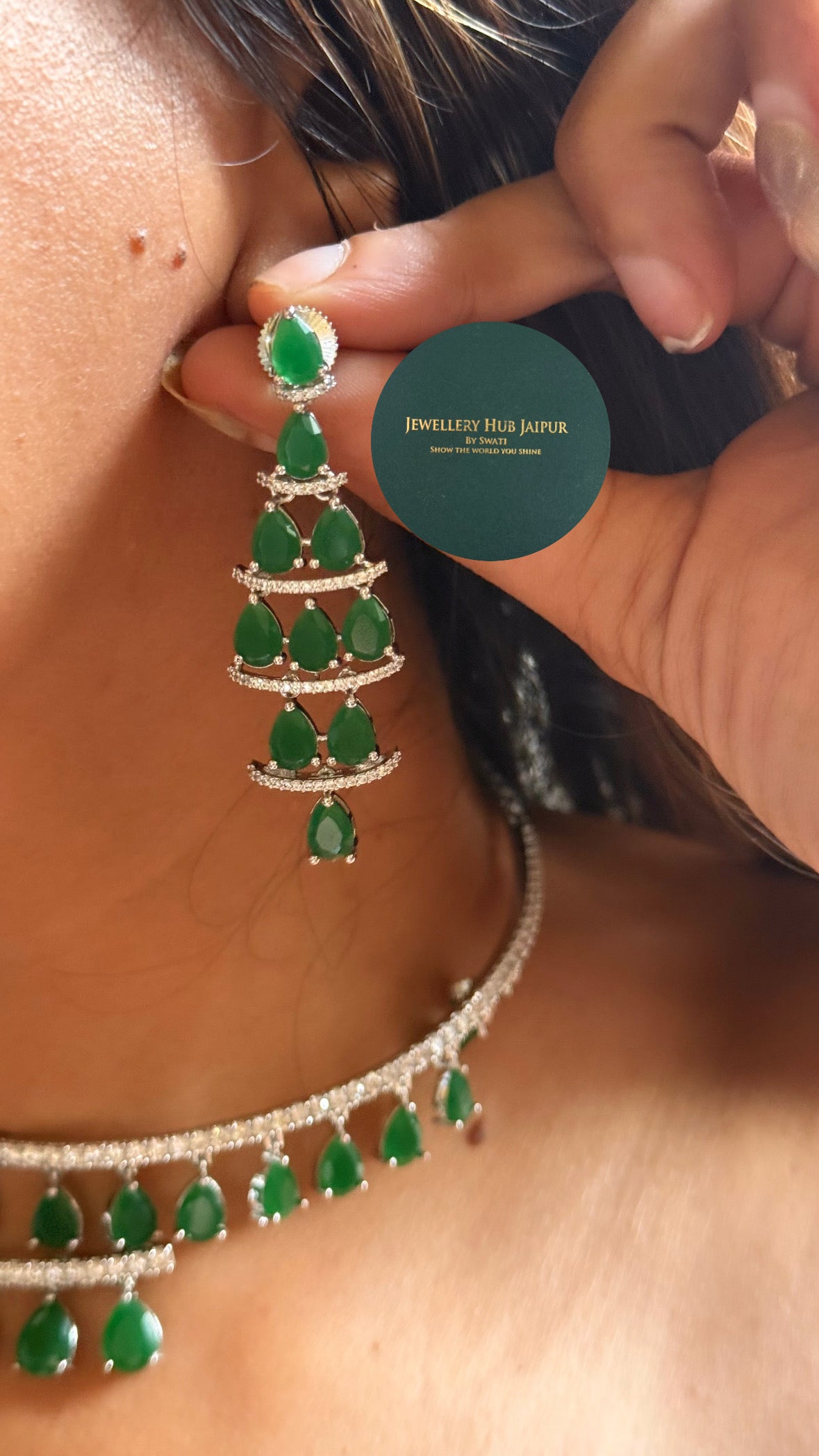 LUMINÉ Emerald Diamond hanging designer cocktail minimal set