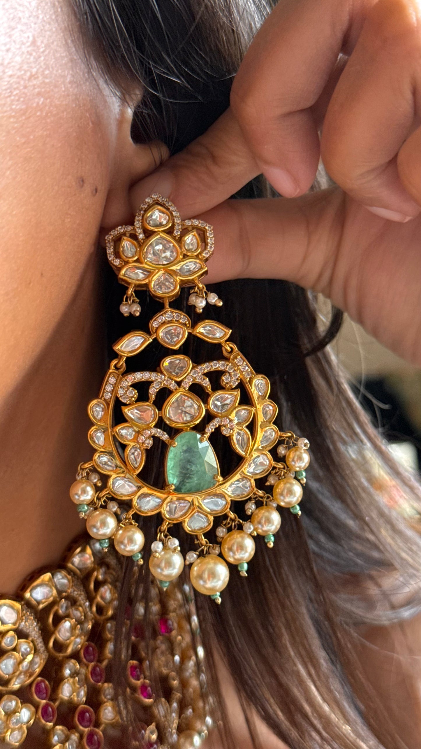 Rani pink with mint doublets bridal necklace