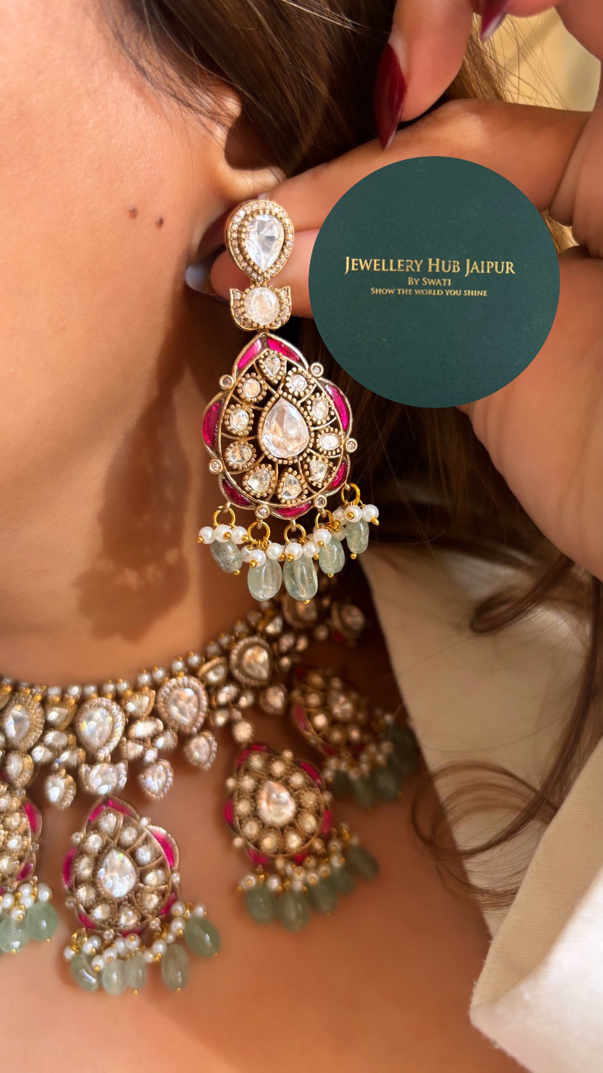 Bridal Asia Moissanite Rani & Mint Choker set