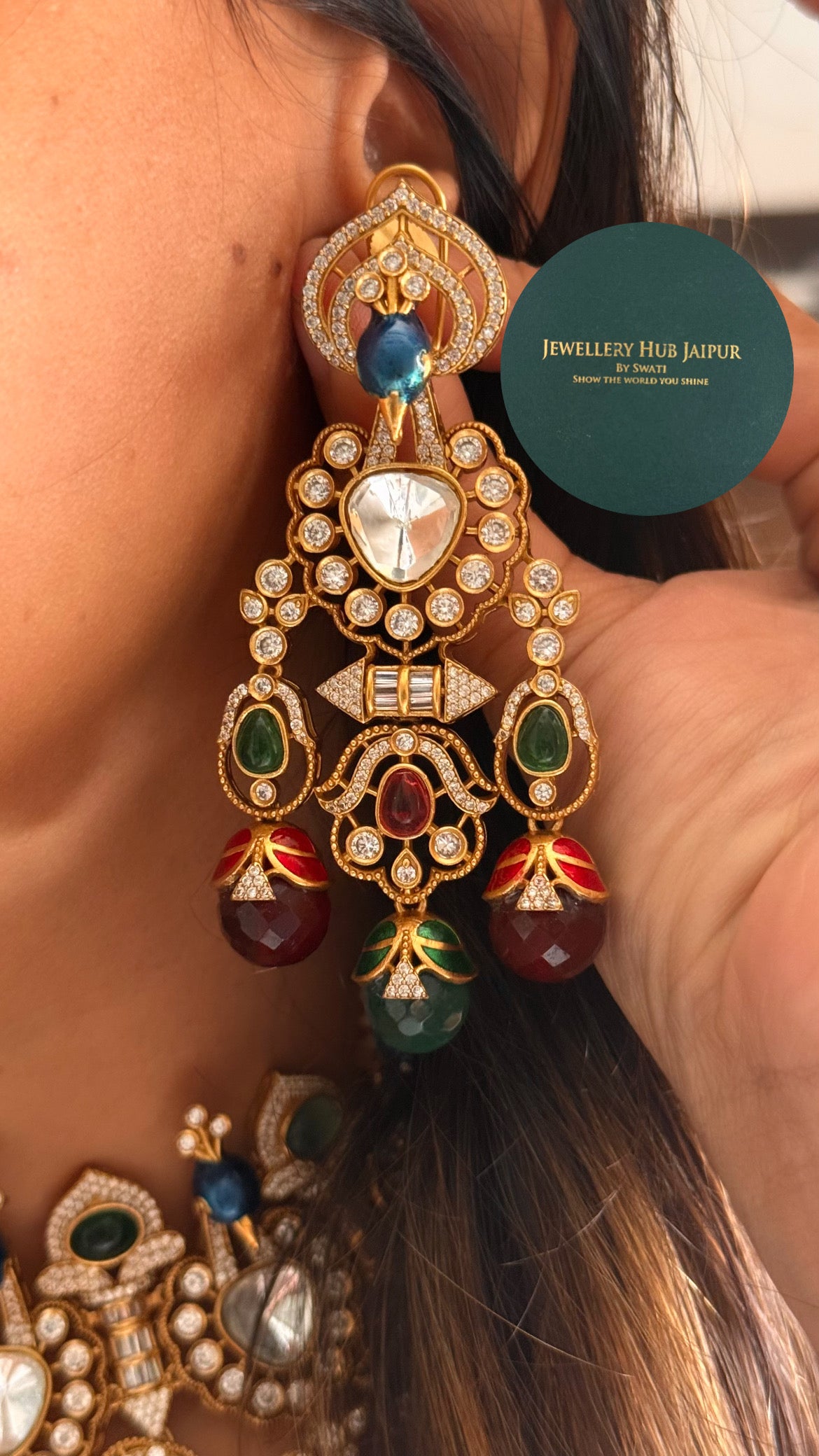 Navratna doublet & moissanite designer choker set