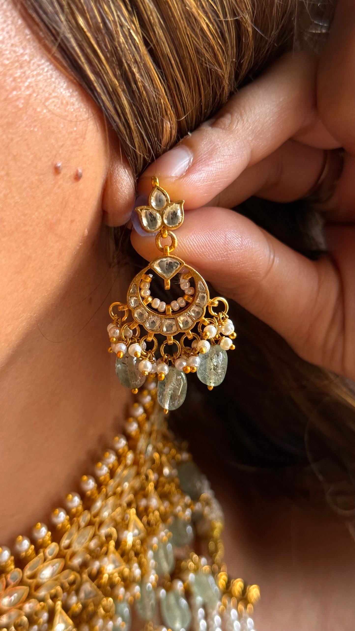 5 layered paachi Kundan raani haar