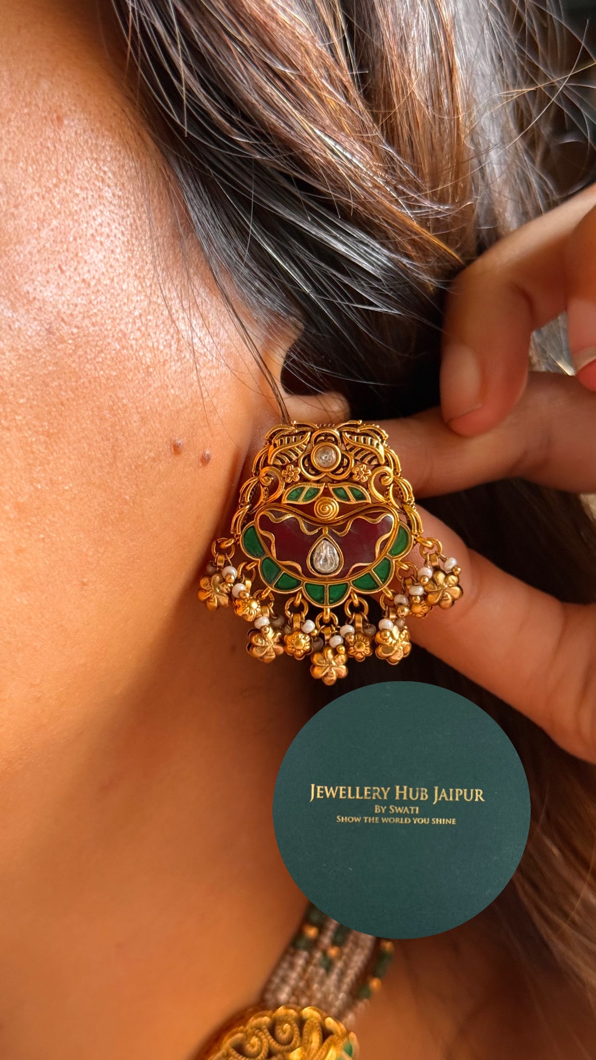 Royal Aviary emerald & ruby Inlay rajwada Necklace Set