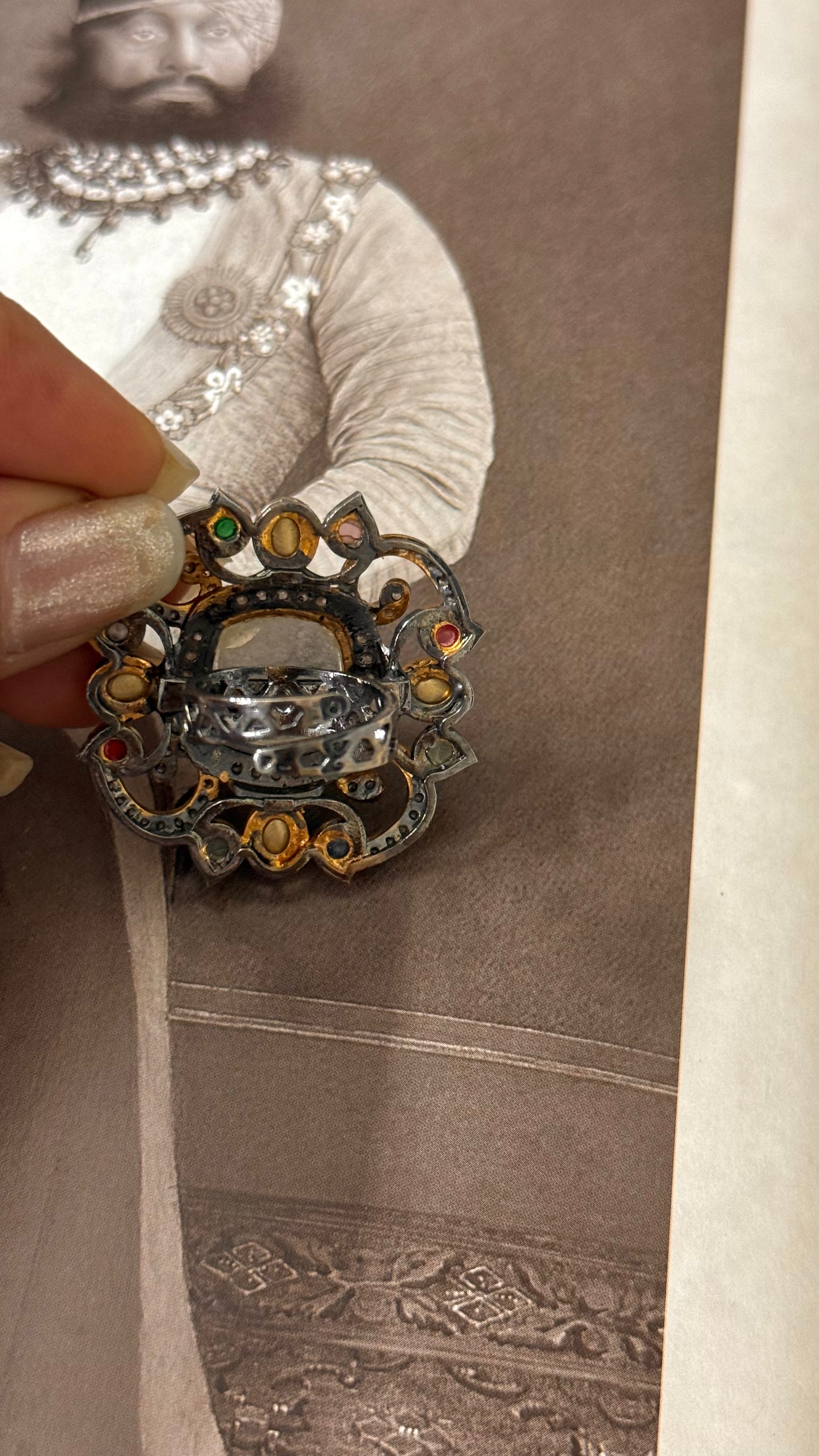 Sabyasachi inspired natural stone adjustable ring