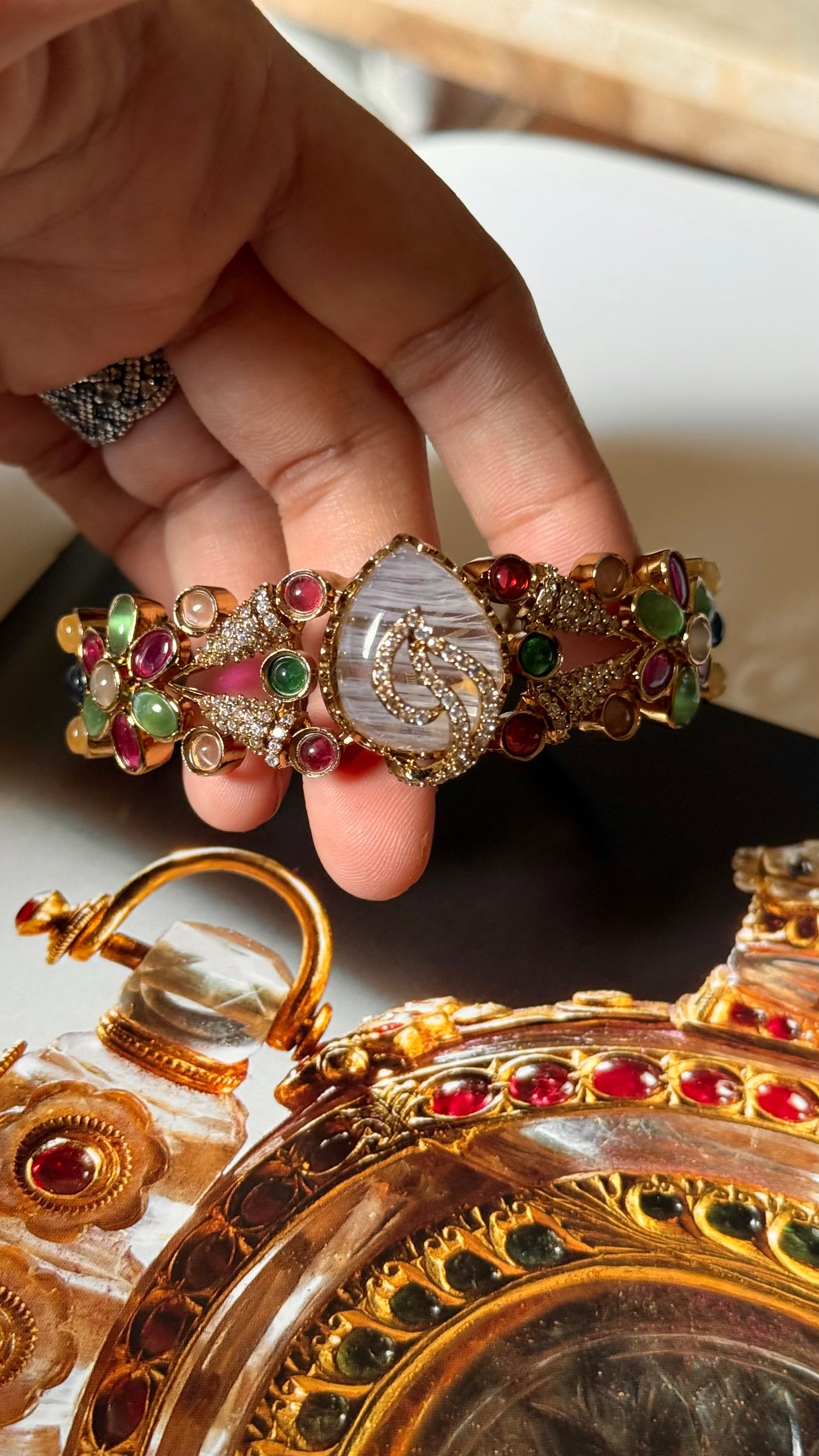 Navratna doublet designer bracelet