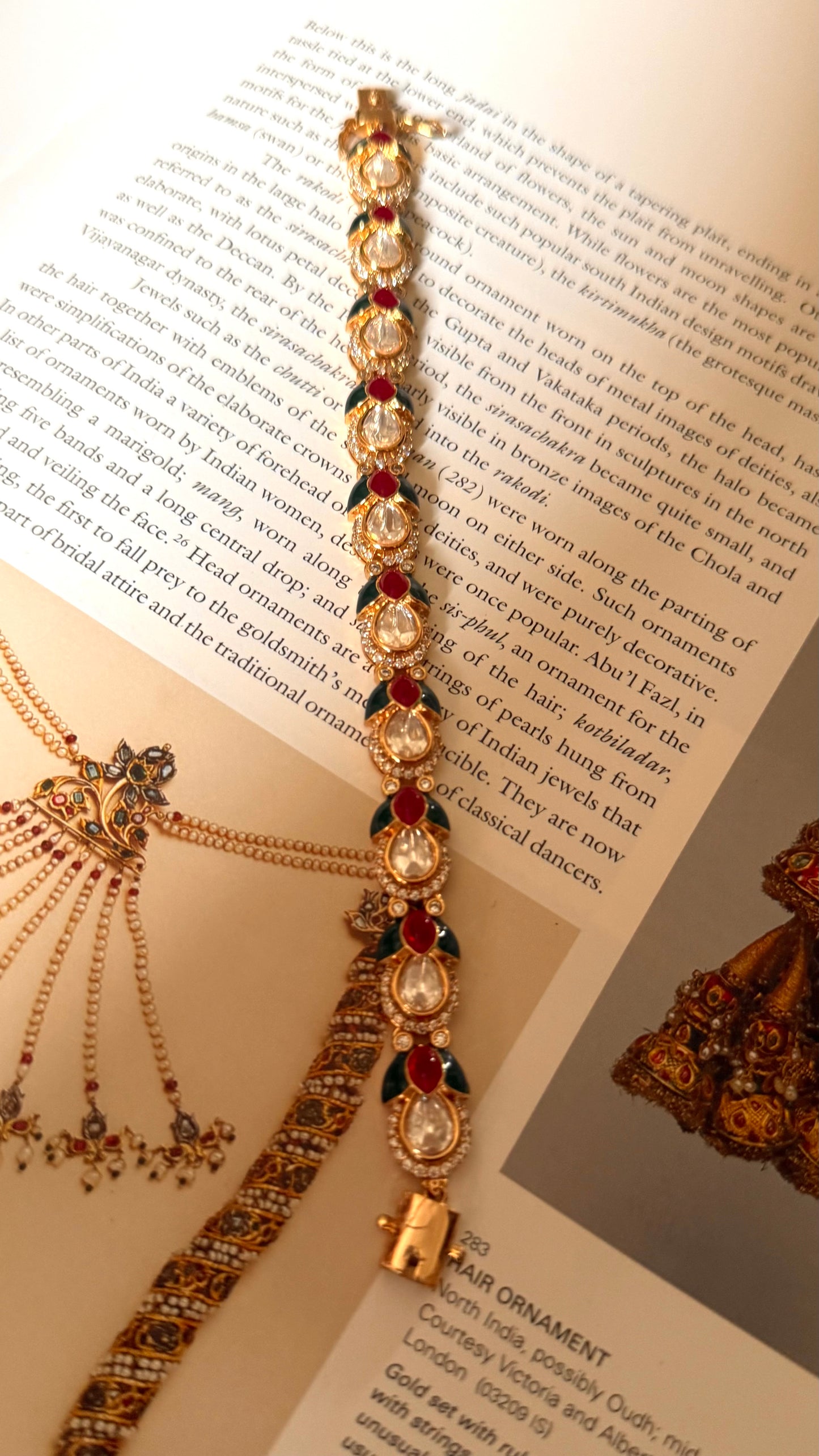 Ruby & emerald katdana leaf moissanite openable bracelet