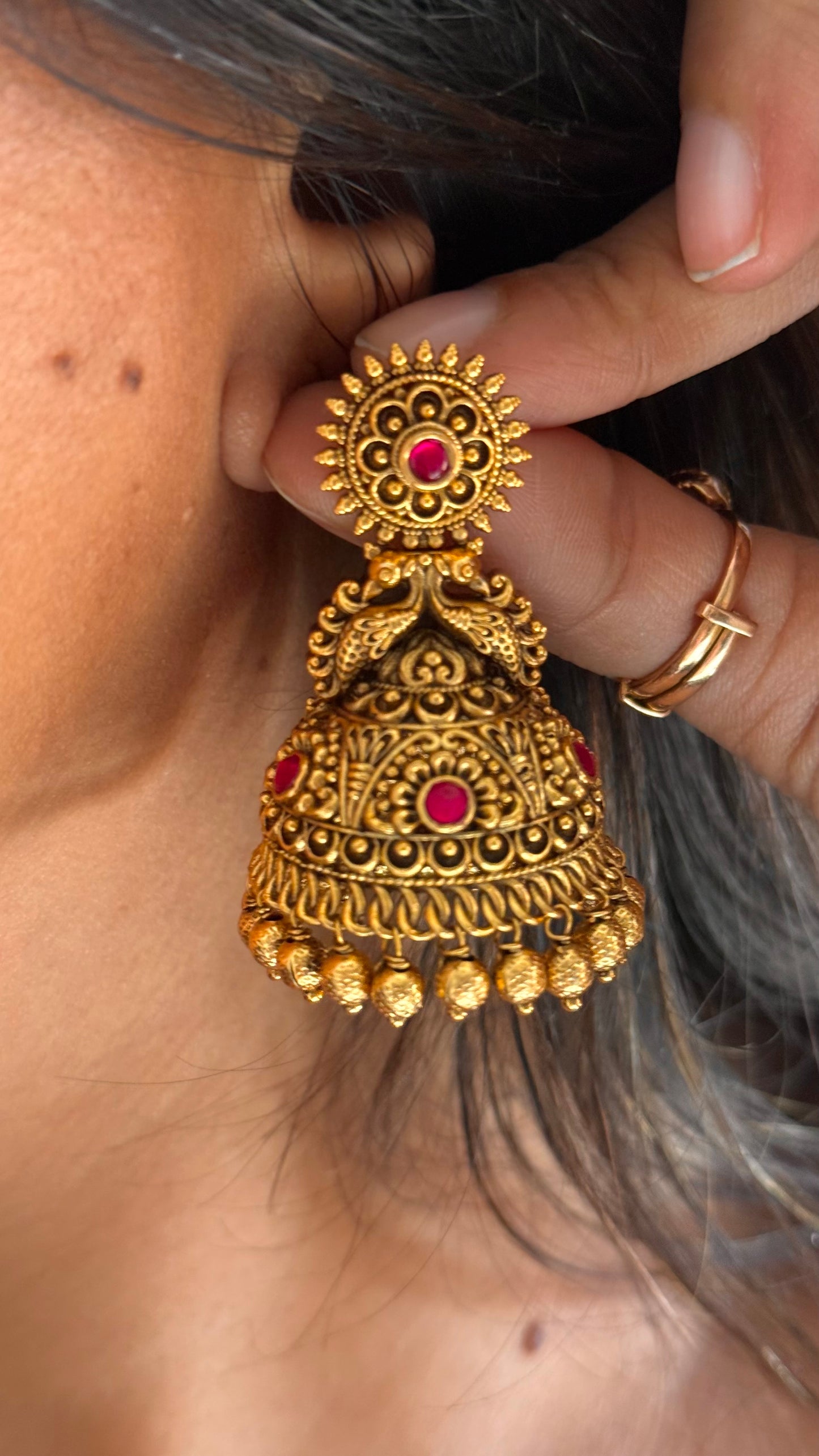 Ruby heritage rajwadi jhumki