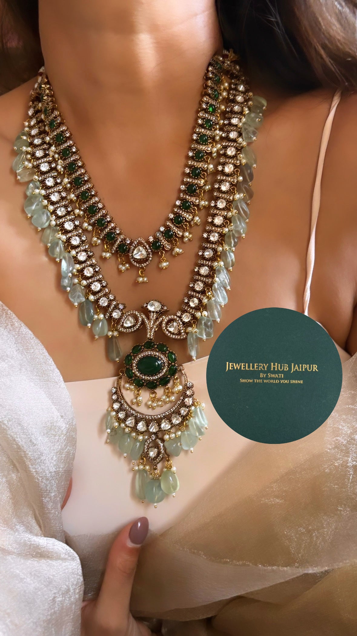 Emerald Moissanite rani haar