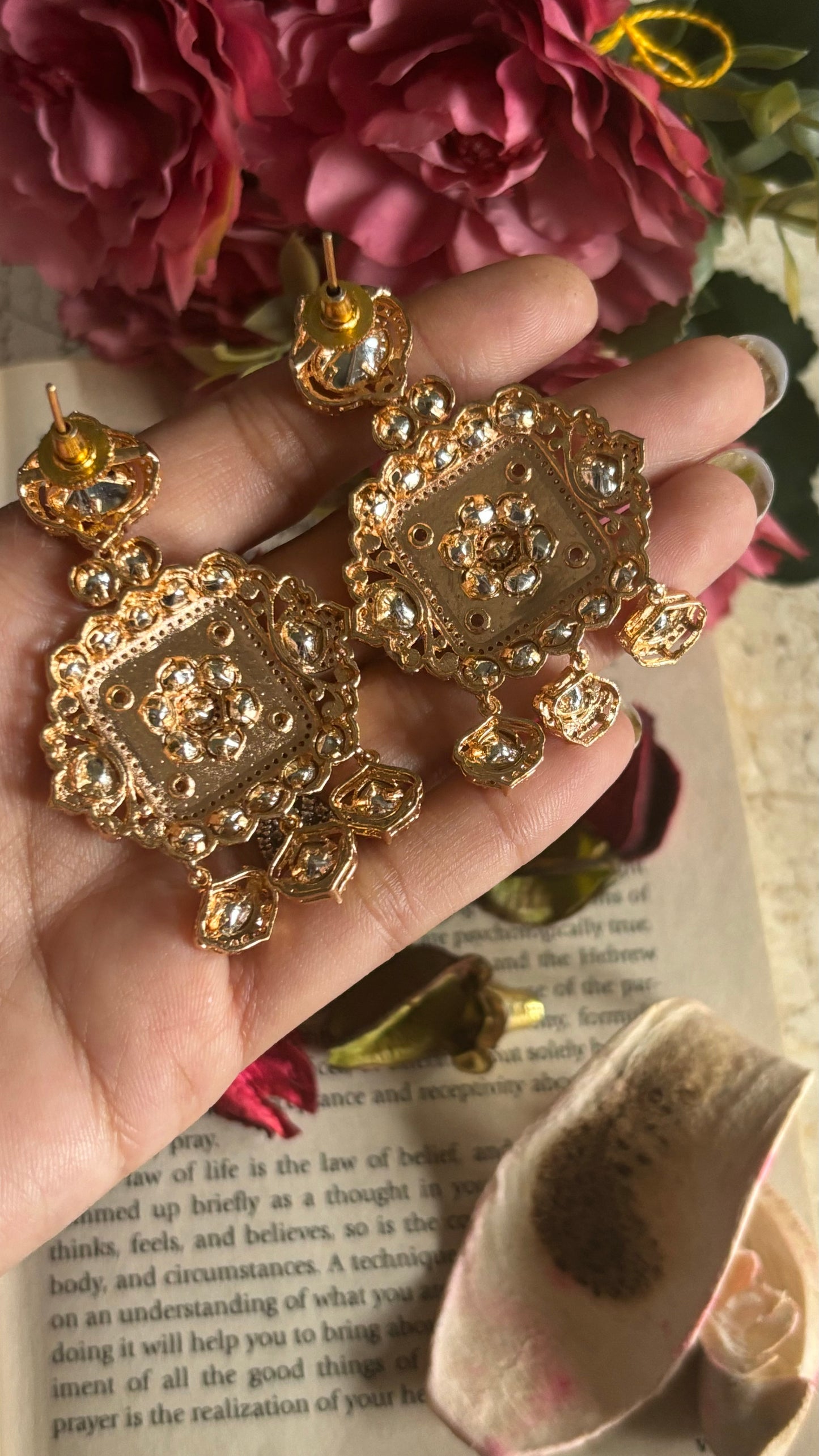 Ruby Moissanite polki earrings
