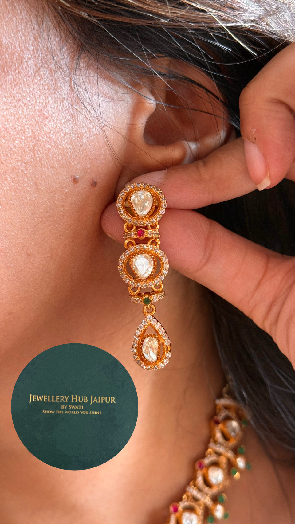 Emerald & Ruby real moissanite minimalist necklace