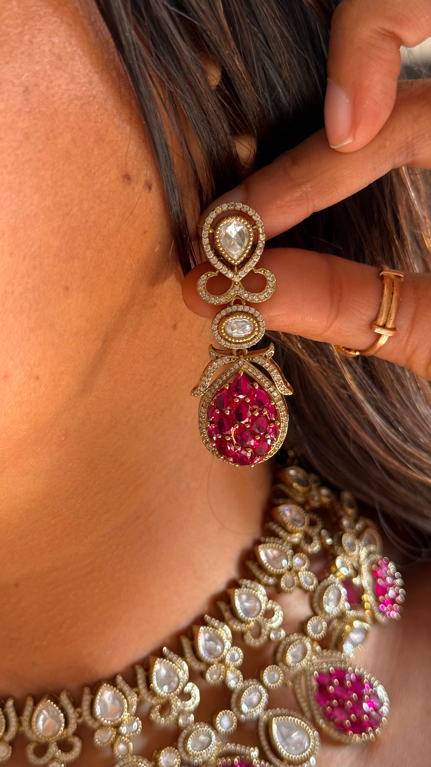 Ruby takkar moissanite victorian collar necklace