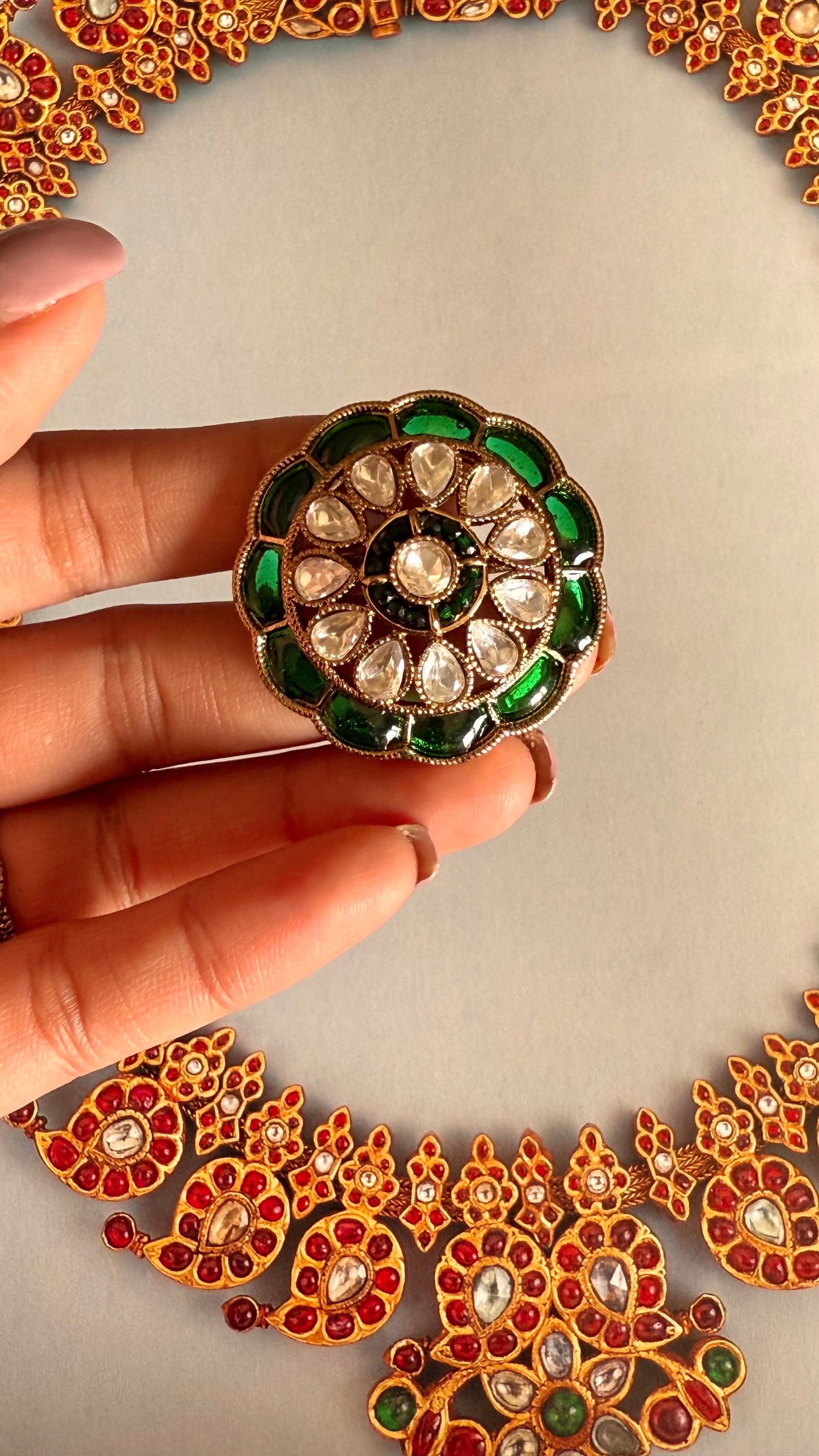 Emerald kat dana moissanite flower adjustable ring