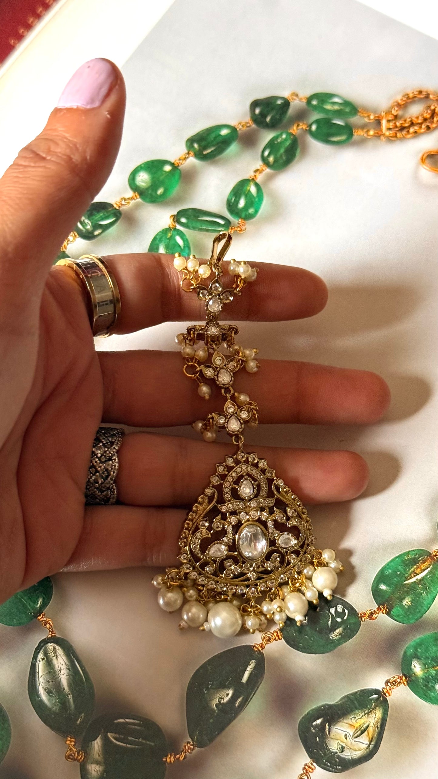 Maangtika with pearl detailing