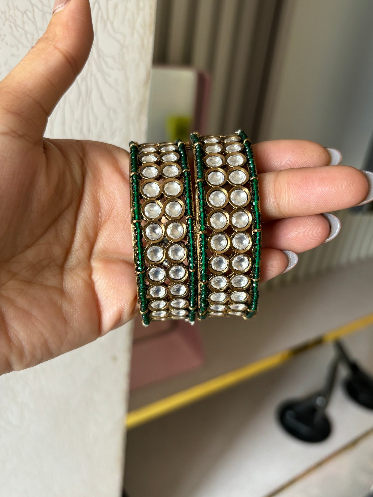 Moissanite Polki victorian bangles