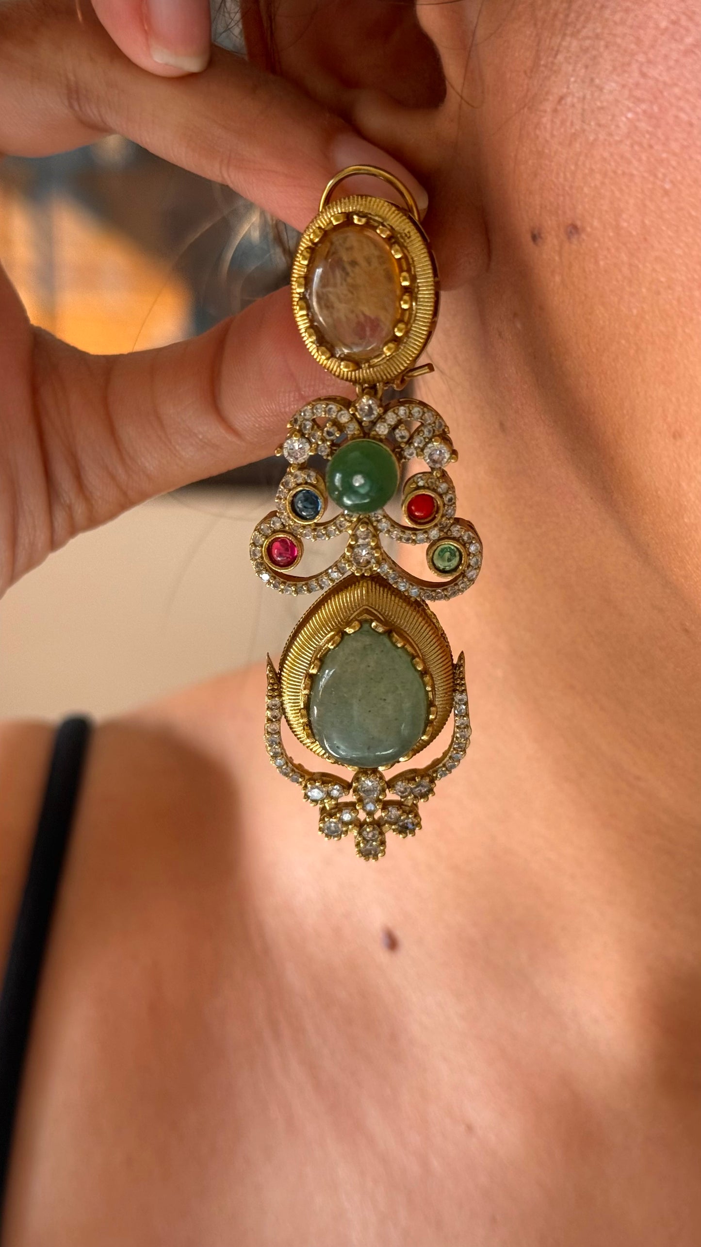 Sabyasachi inspired mint & peach cocktail necklace