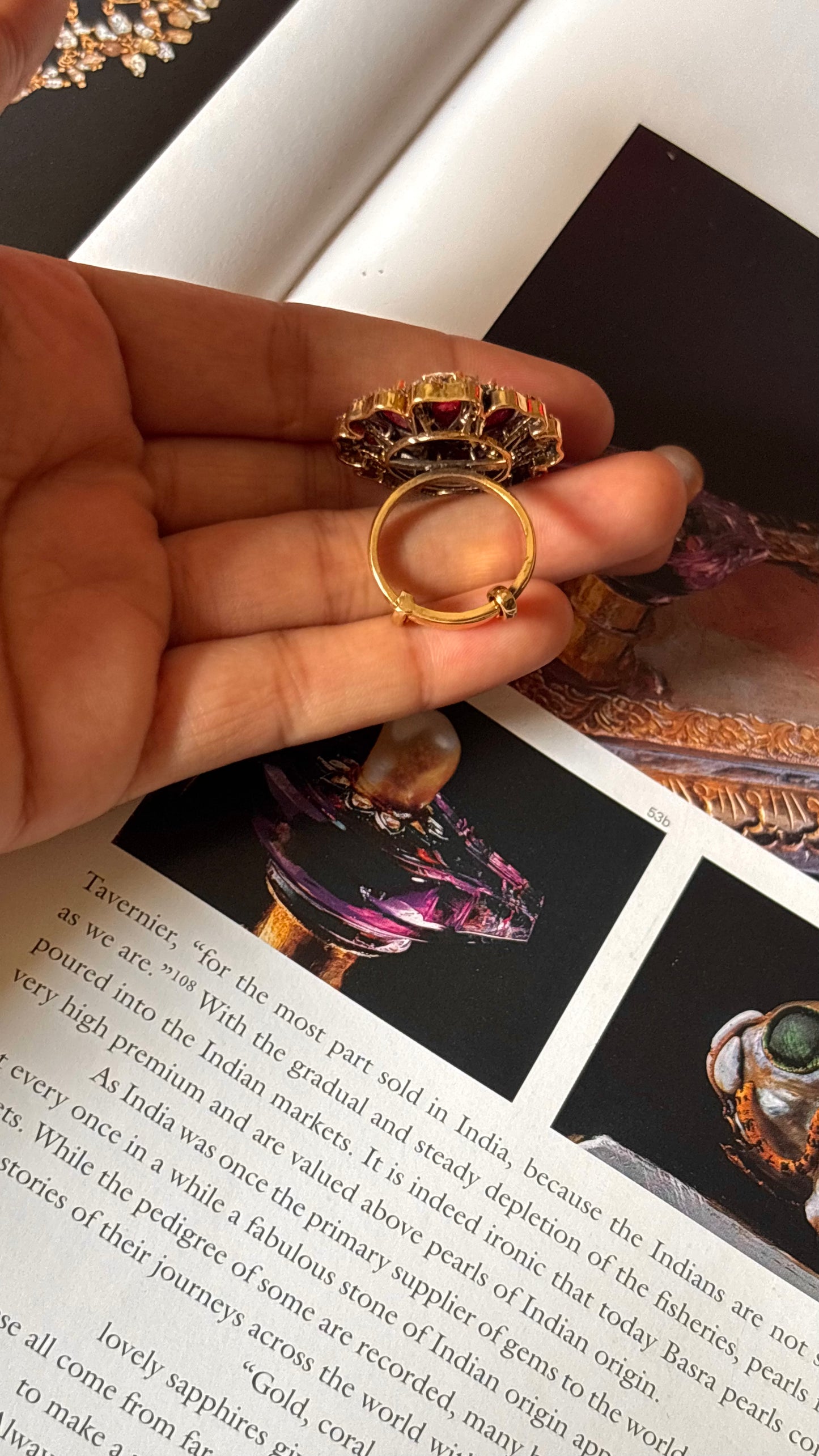 Ruby floral peeli polki ring
