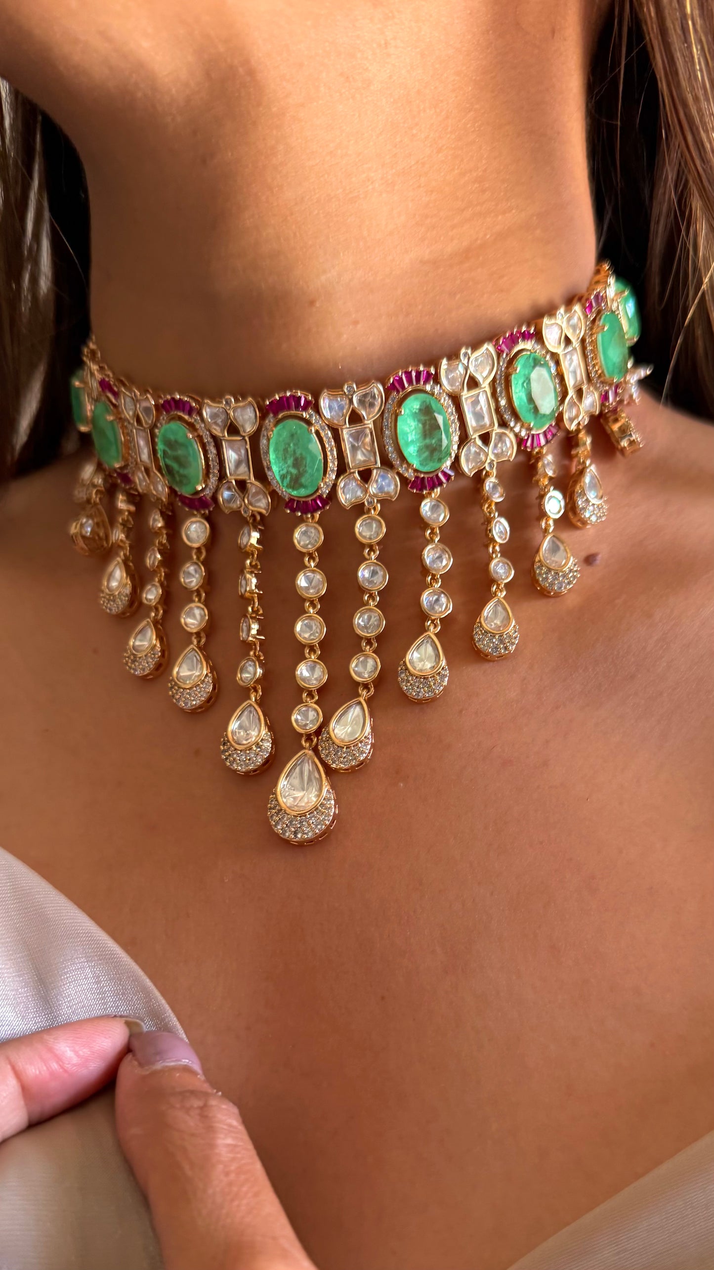Prithika Choker mint necklace with earrings