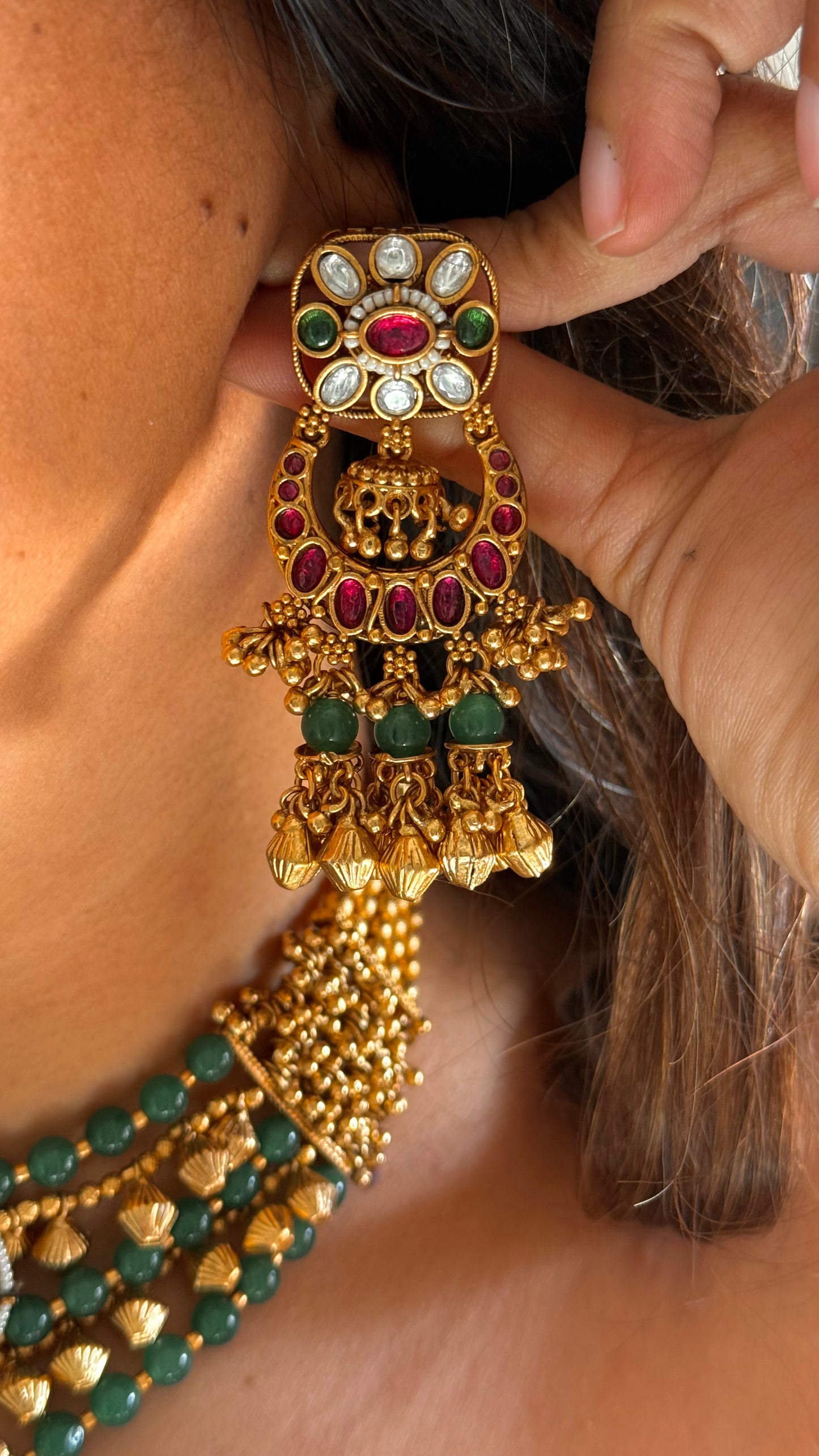 Ruby floral emerald rajwada Necklace