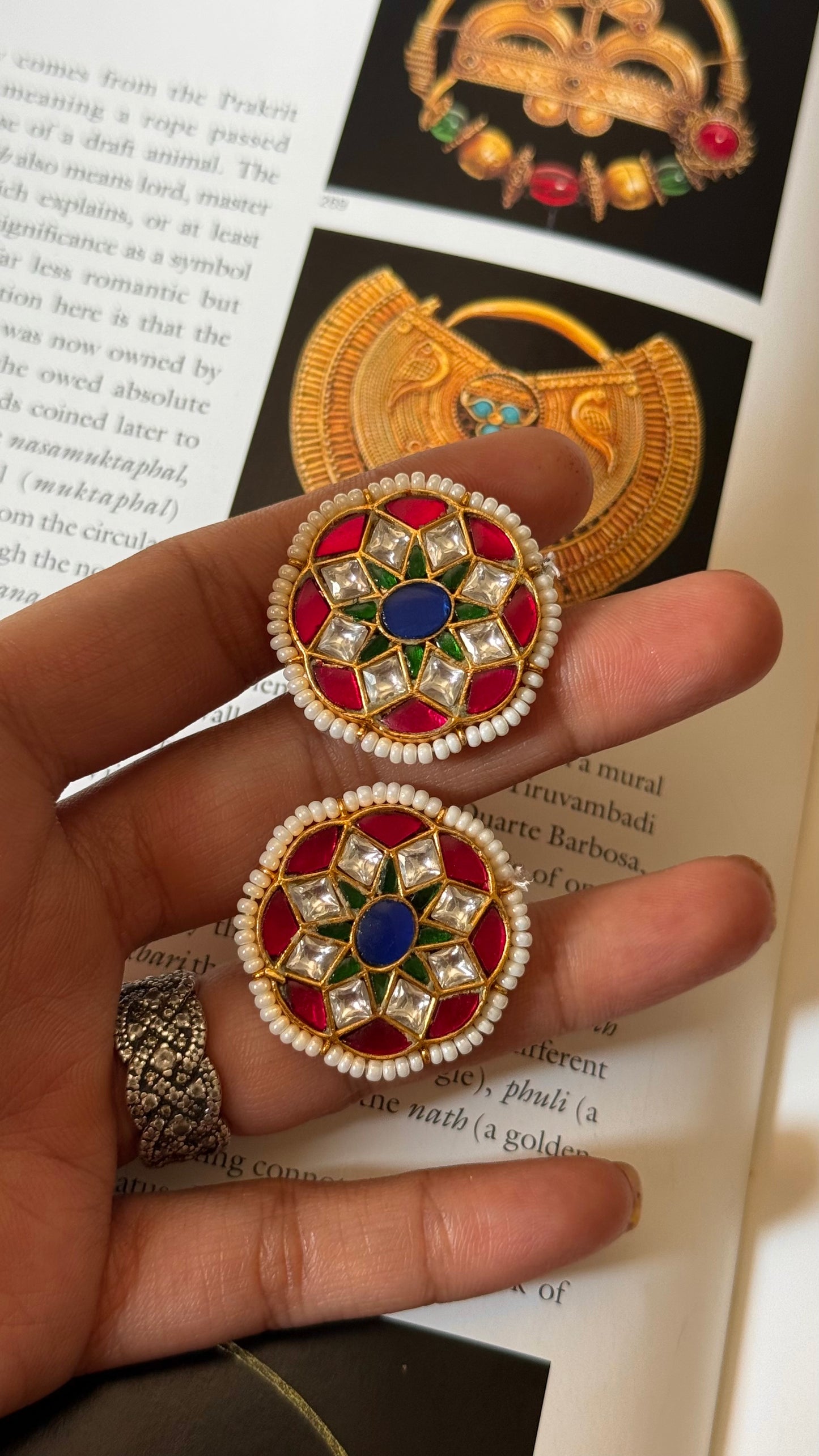 Mix polki paachi kundan Studs