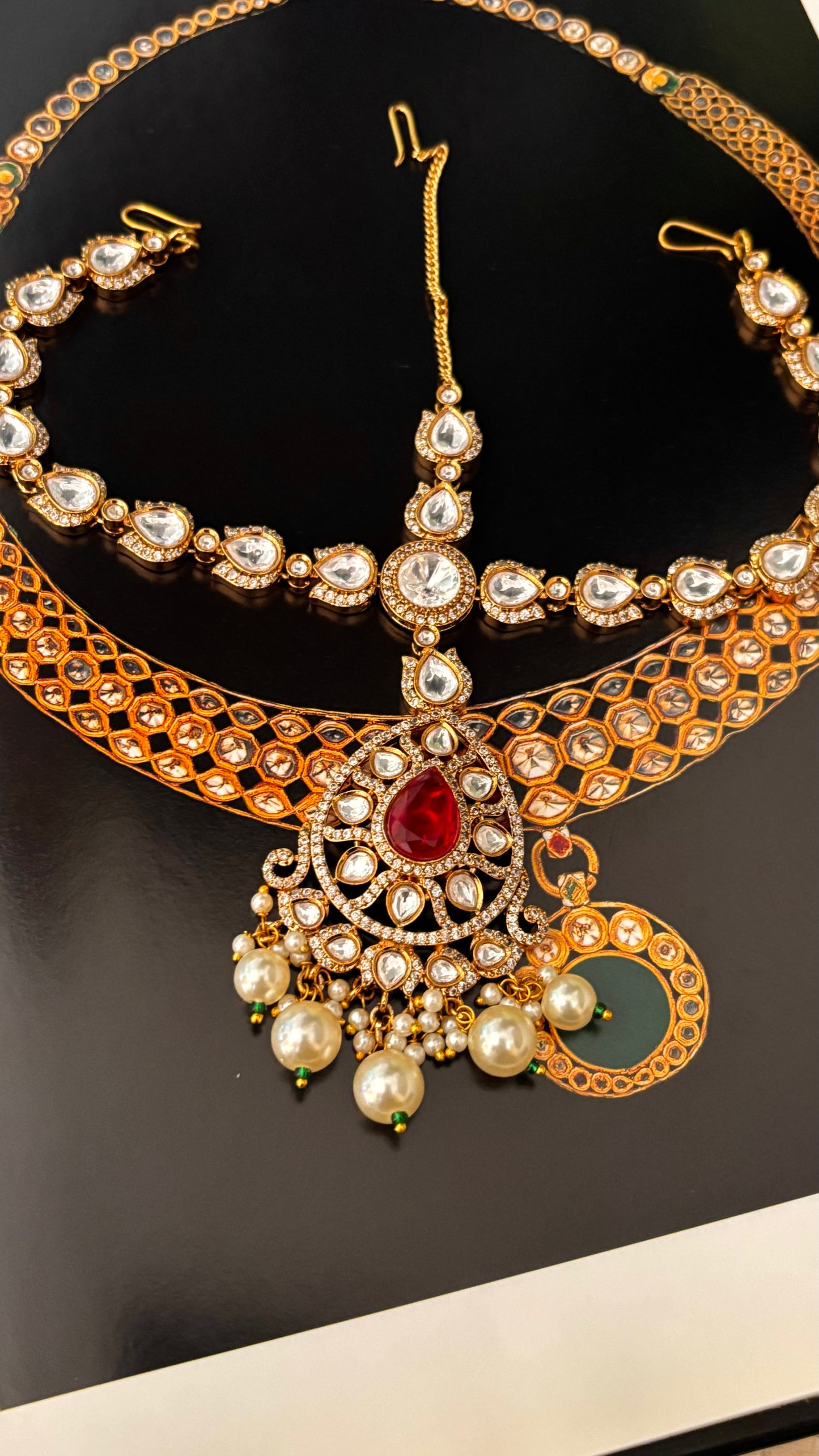 Ruby sheeshpatti & maangtika combo