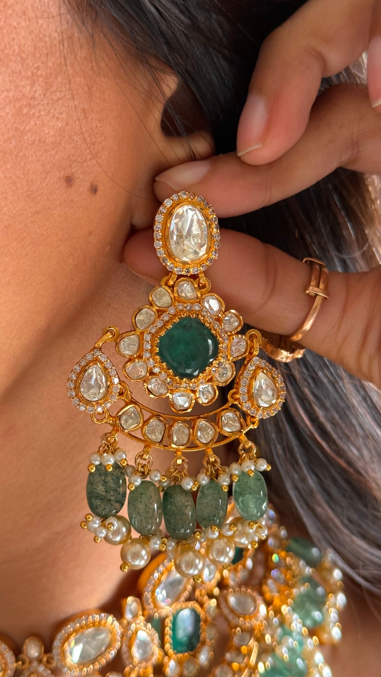 Real moissanite emerald designer necklace