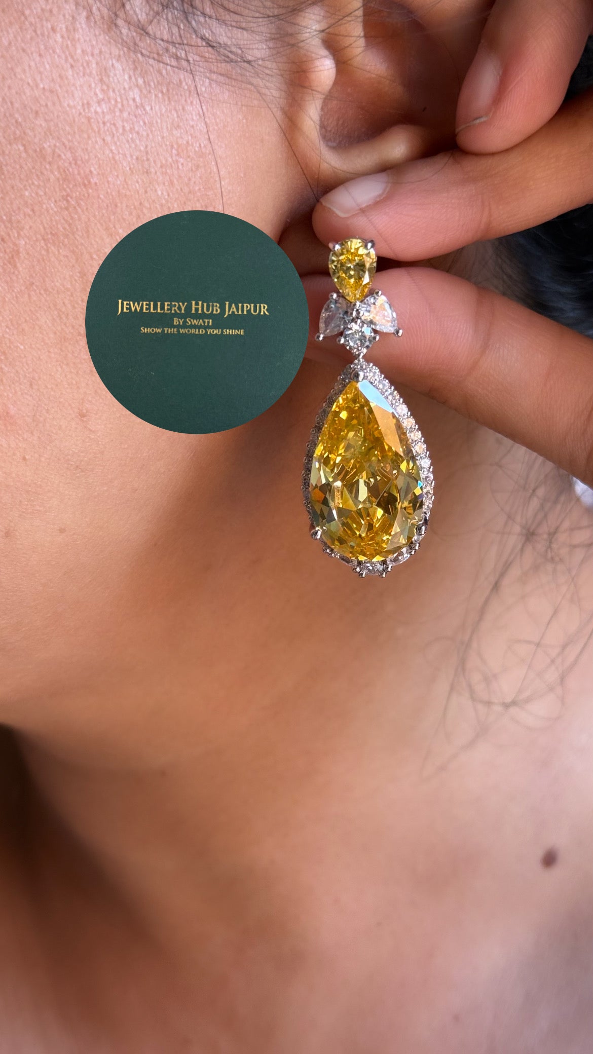 Citrine diamond cascade cocktail collar set