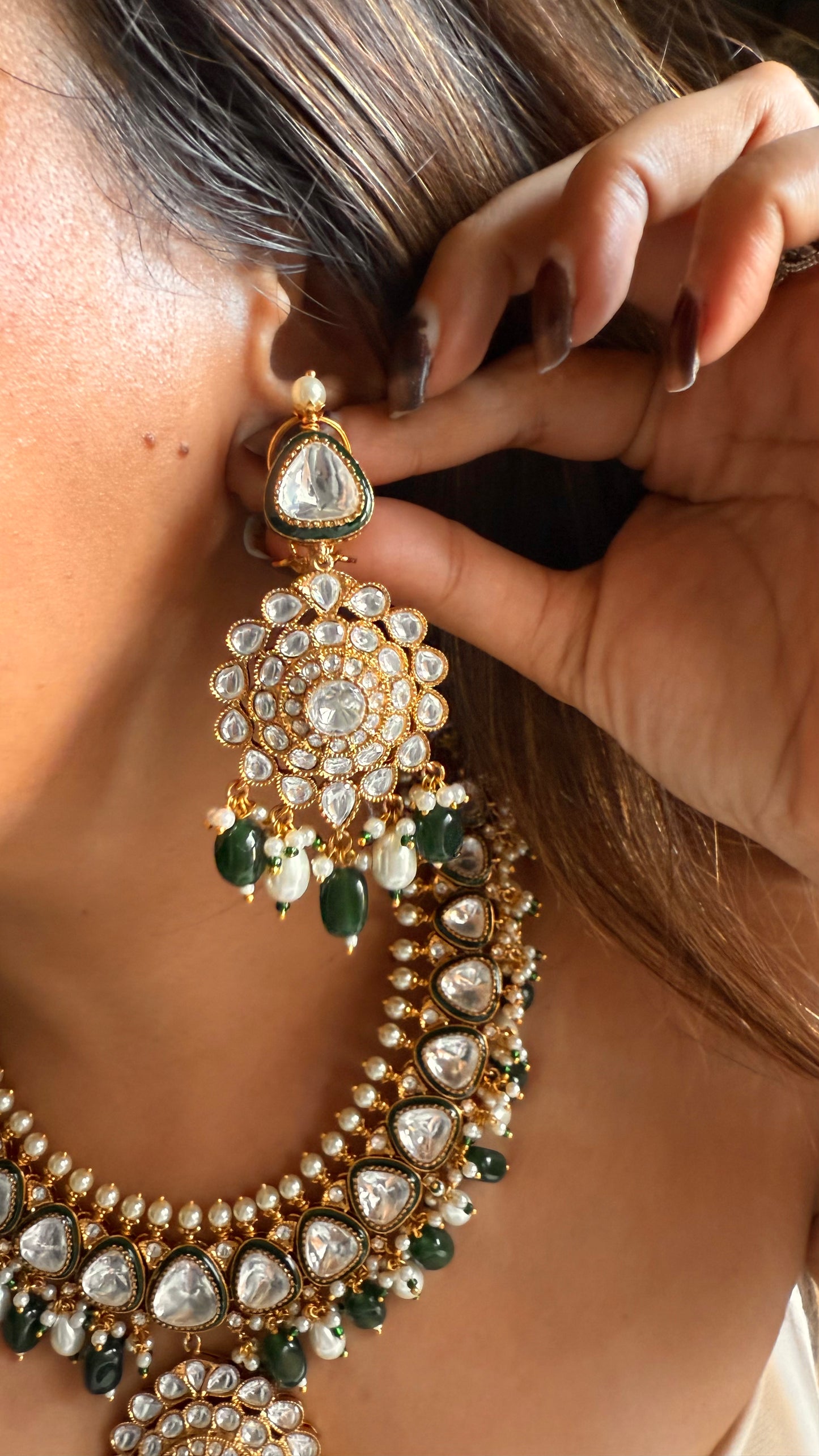 Meenakari emerald necklace