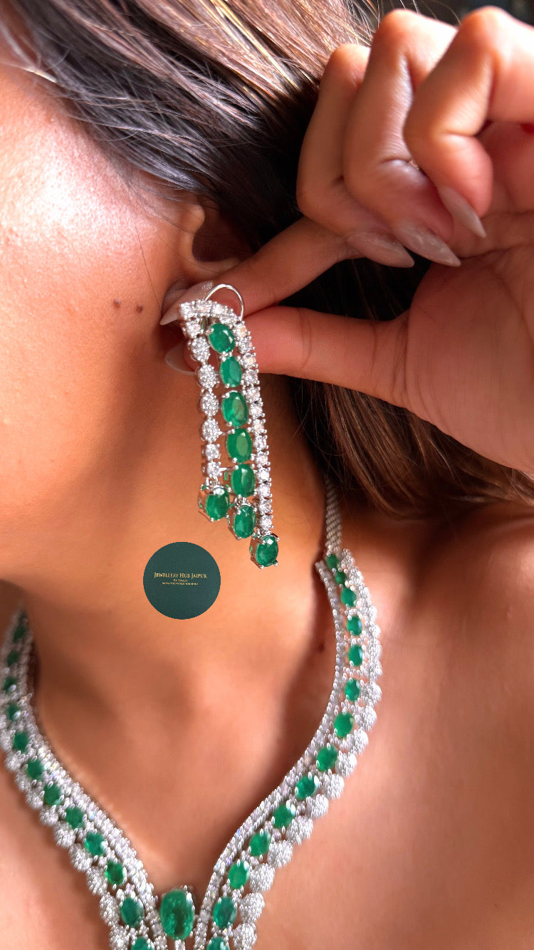 Emerald doublet collar designer diamond set