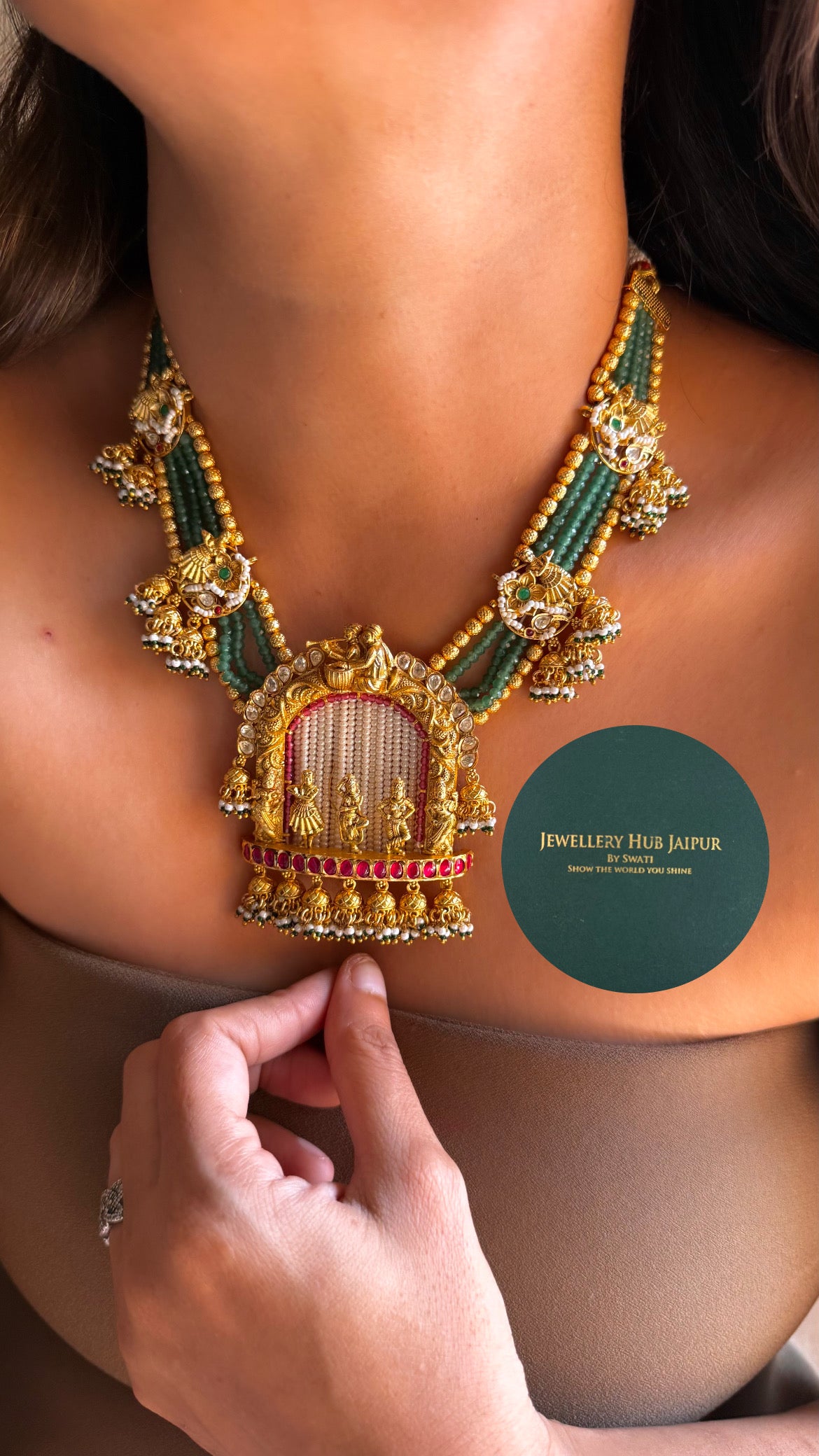 The Nritya (Dance) real moissanite Royal heritage Rajwada mid length set