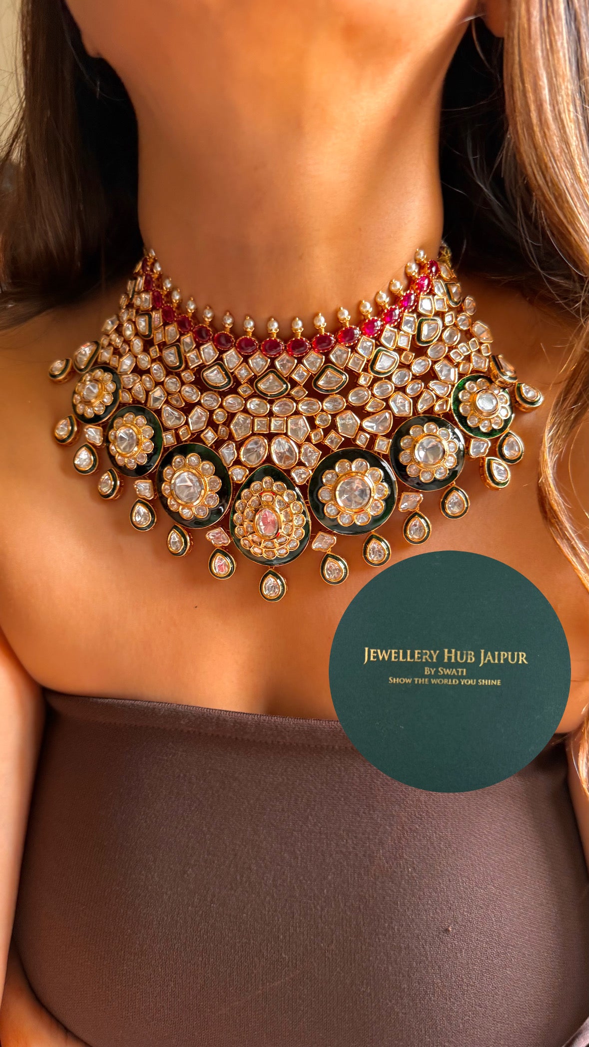 Bombay Polki moissanite choker necklace set
