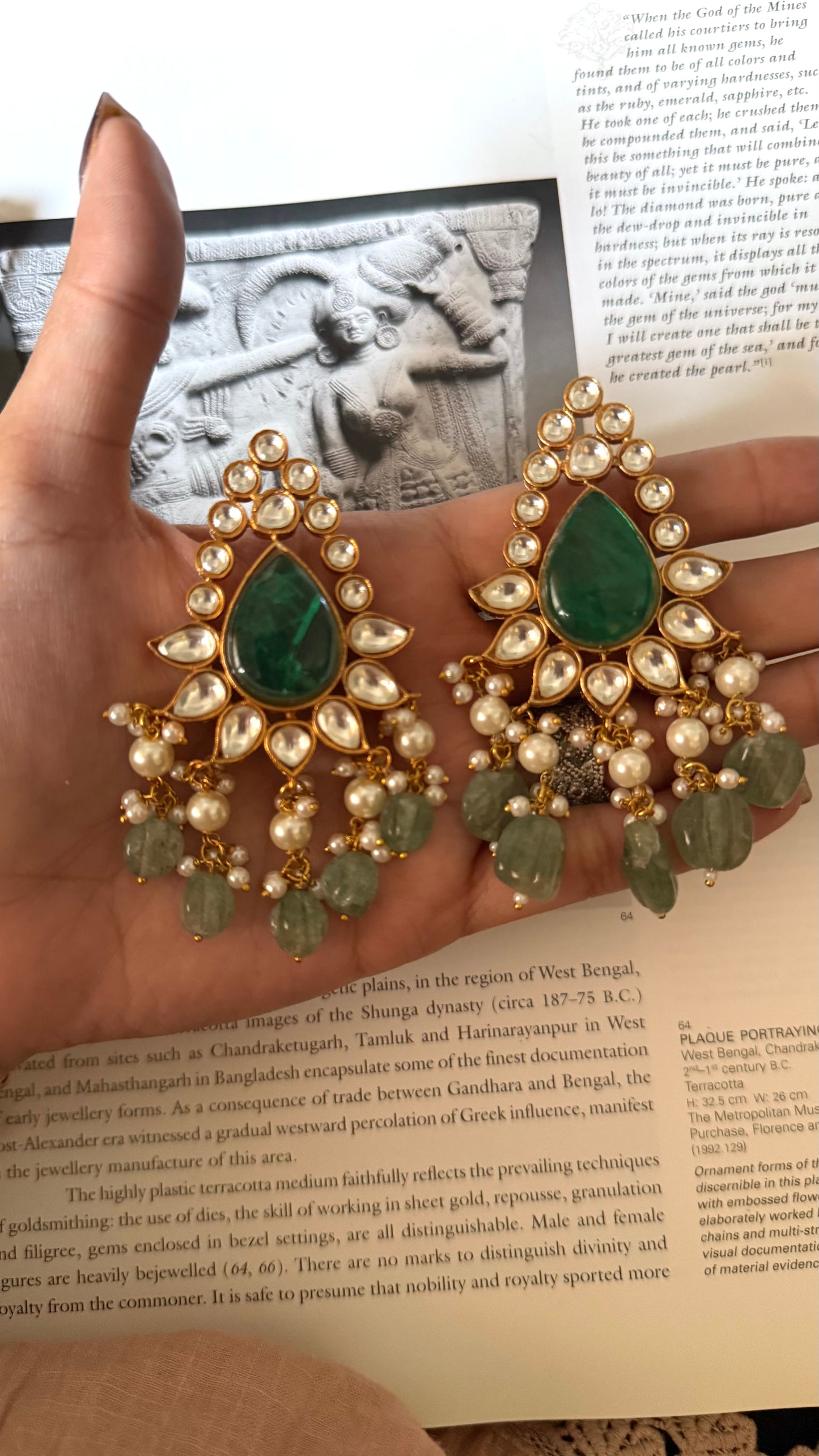 Emerald & mint moissanite earrings