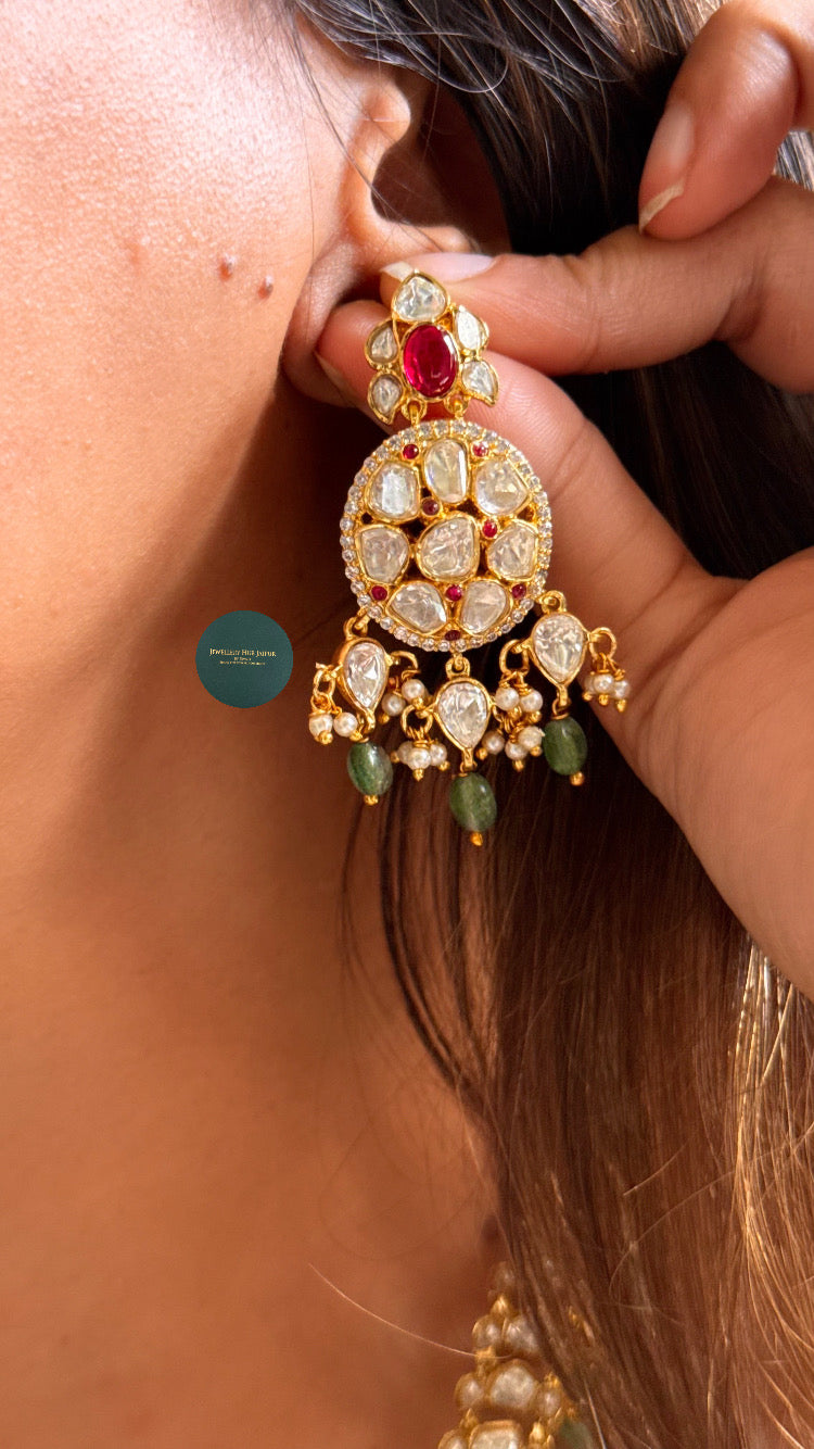 Heritage real Moissanite panna & ruby rani haar