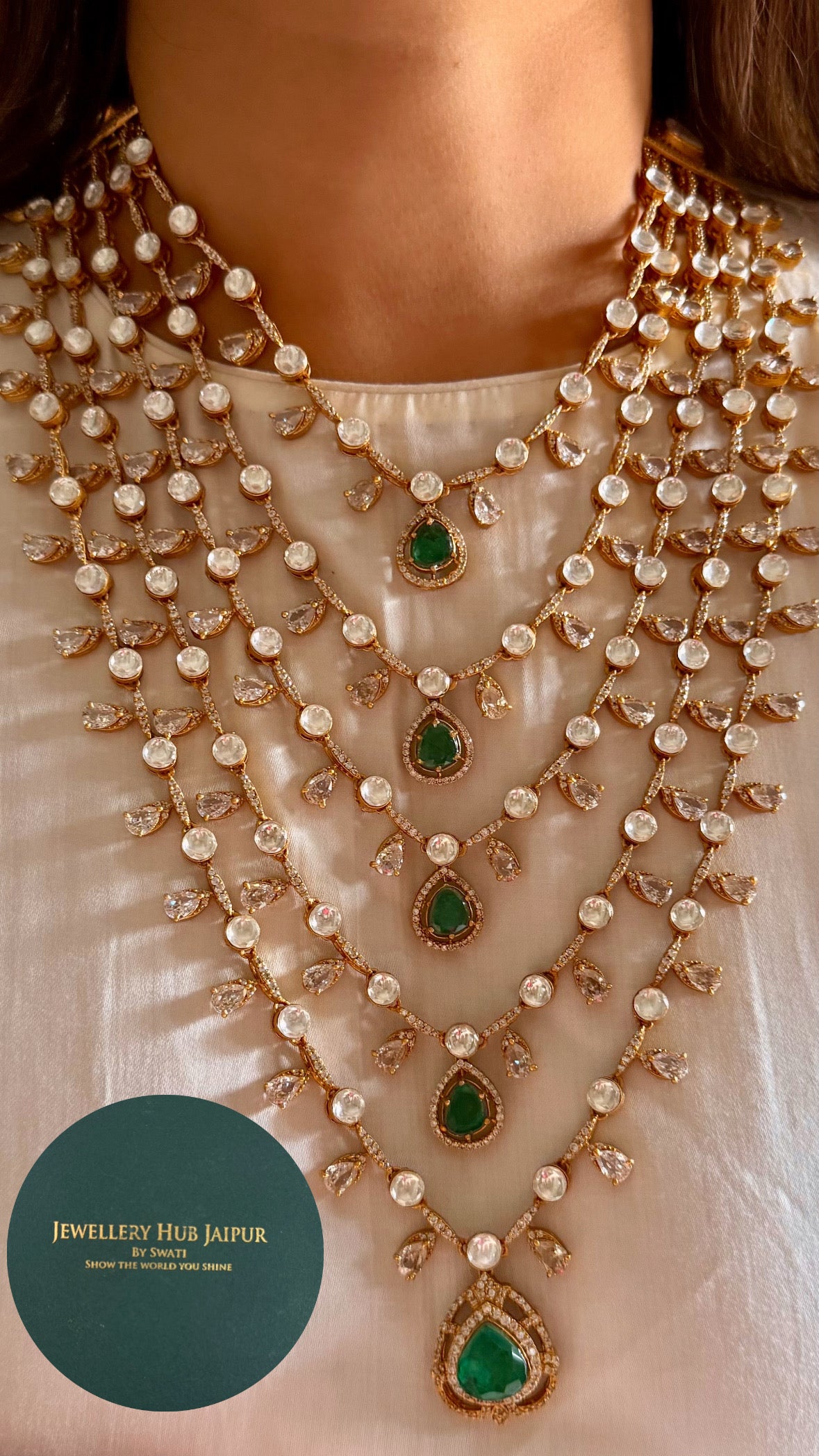 Kanira Emerald doublet panchlada necklace