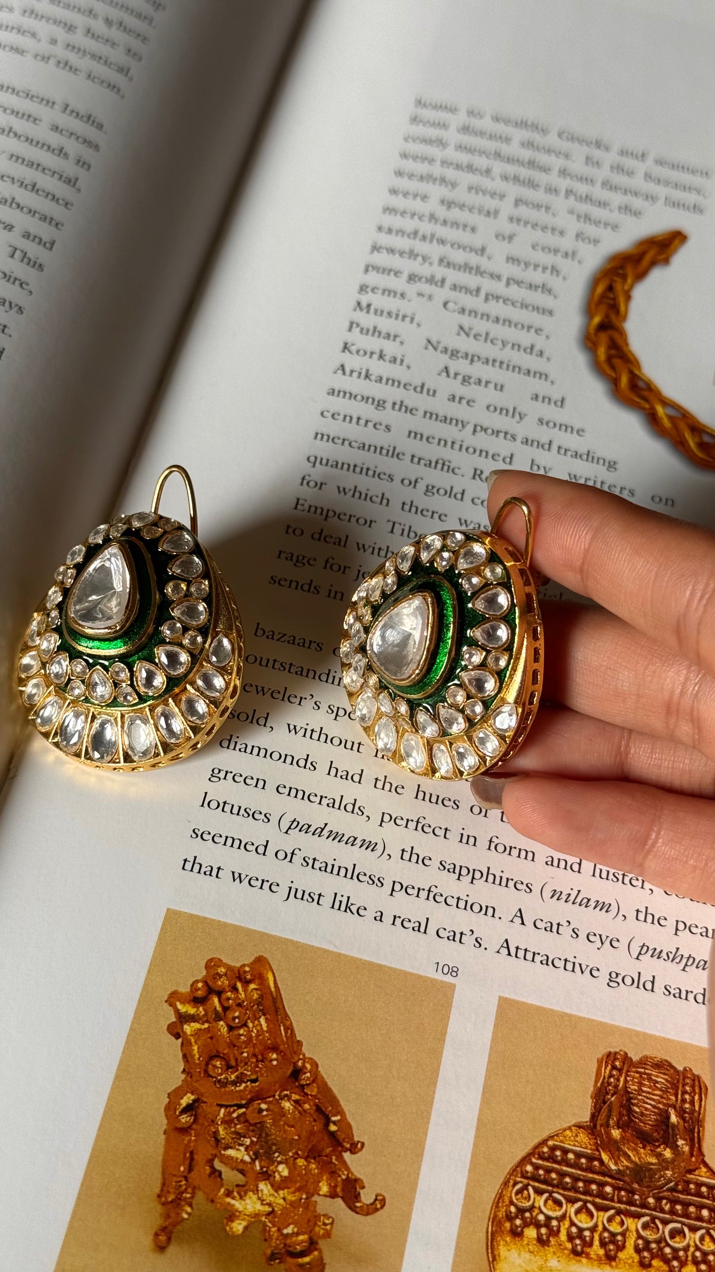 Meenakari with polki Studs